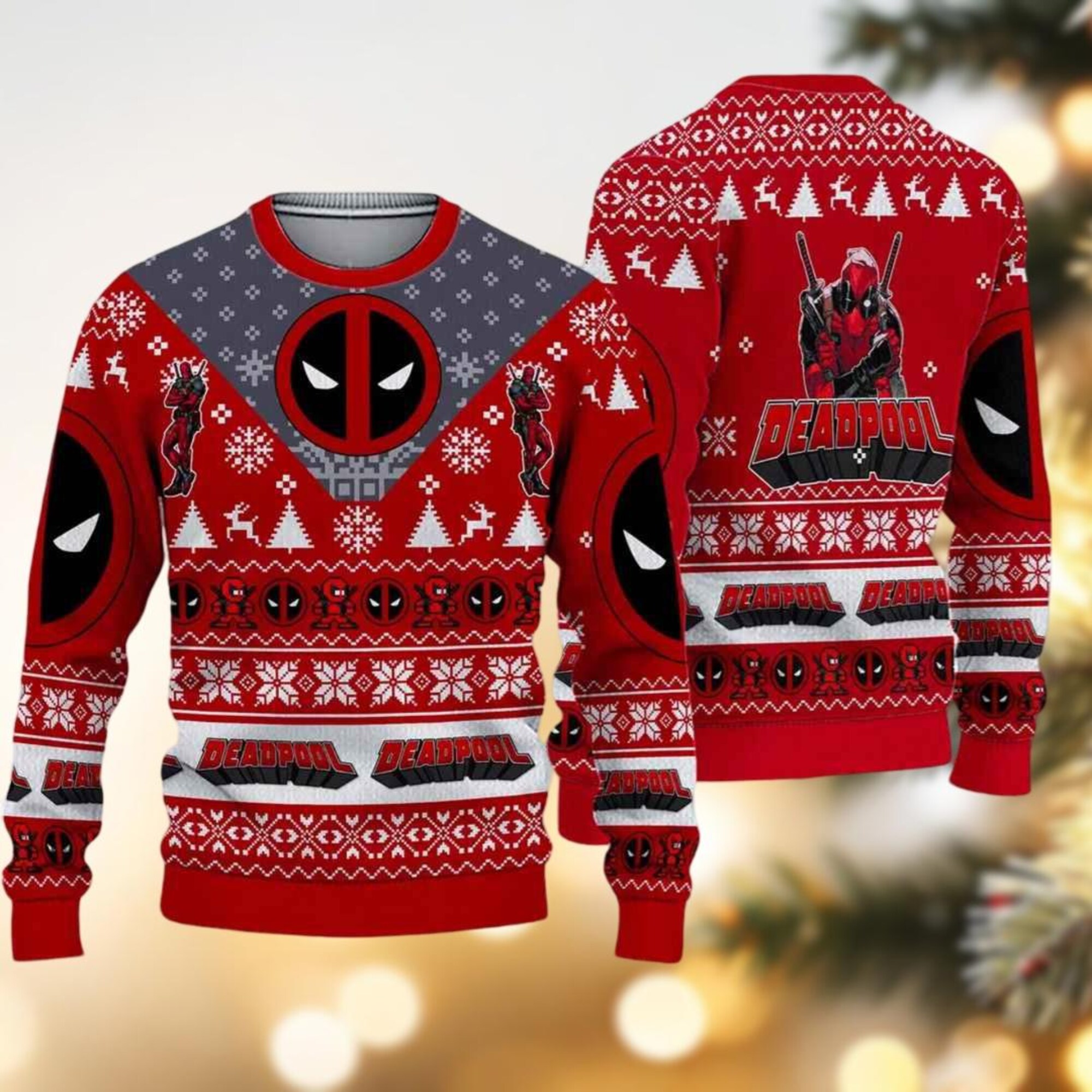 Deadpool Ugly Christmas Sweater, Hero Xmas Sweater, Deadpool Christmas Sweater Gift For Men Women Kid, Superhero Holiday Sweater