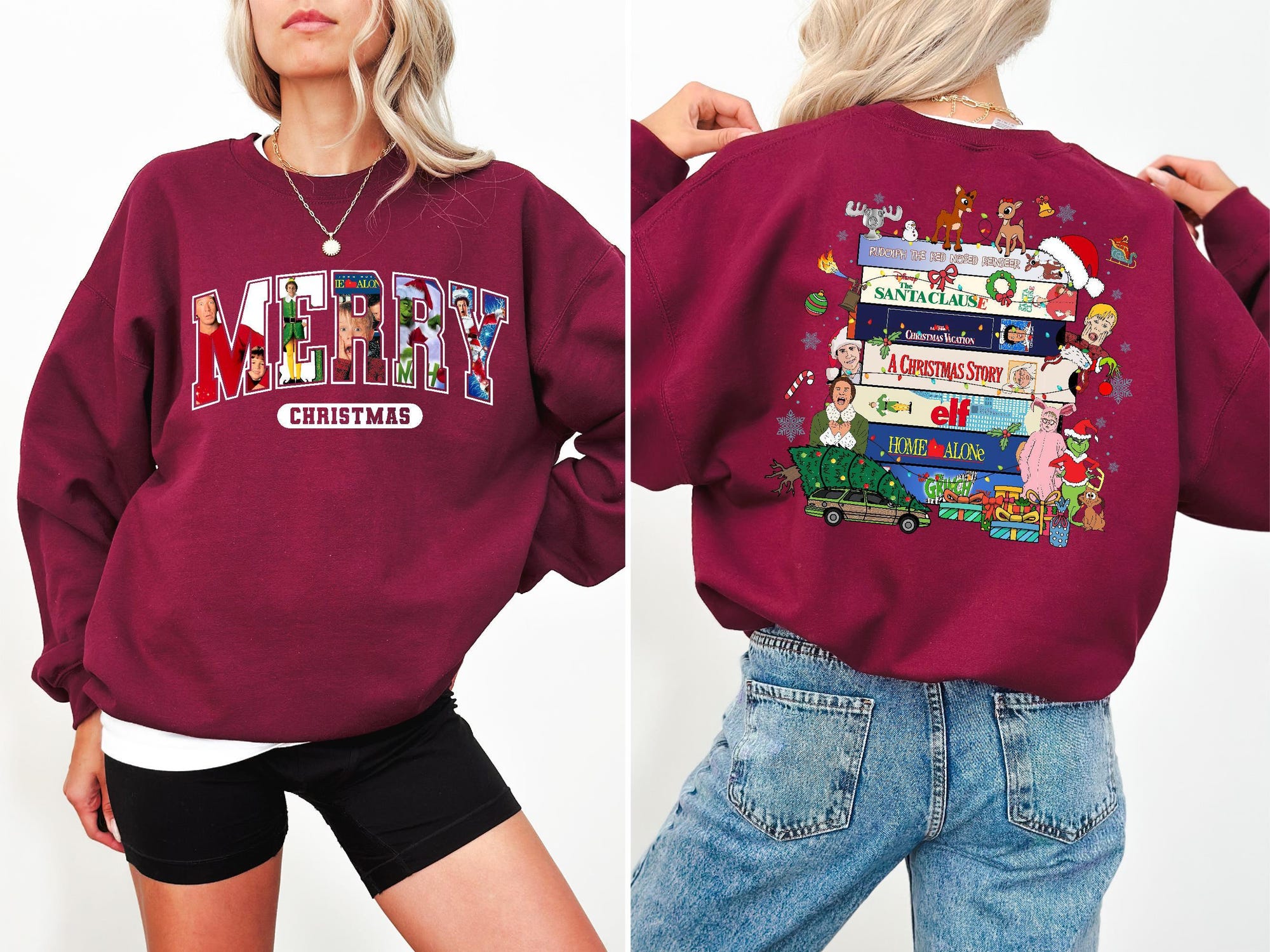 il_2000xN.6476233076_sg9t-2.jpg Merry Christmas 90s Movie Sweatshirt: Retro Holiday Pullover, Funny Festive Crewneck, Cozy Winter Top