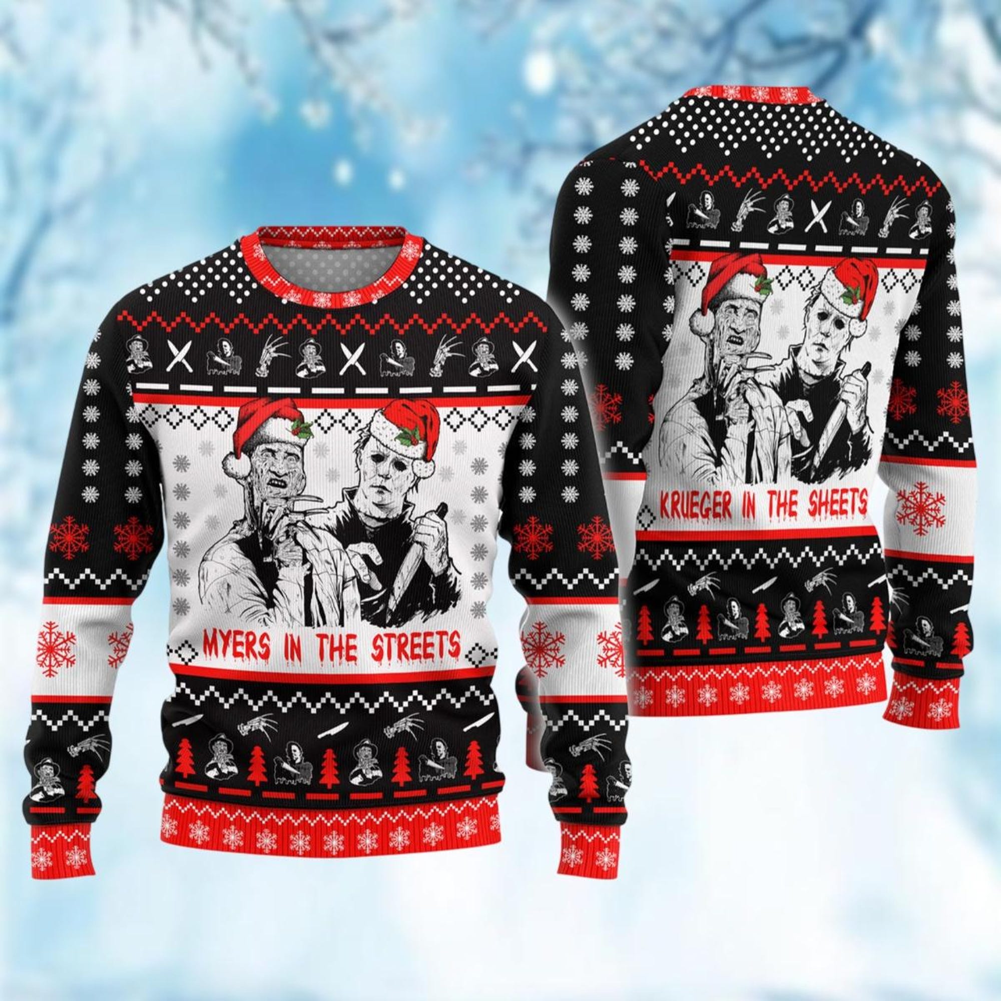 Jason Voorhees Xmas Sweater, Horror Movie Ugly Sweater, Friday The 13th Sweater, Horror Characters Christmas Sweater, Scary Movie Gift