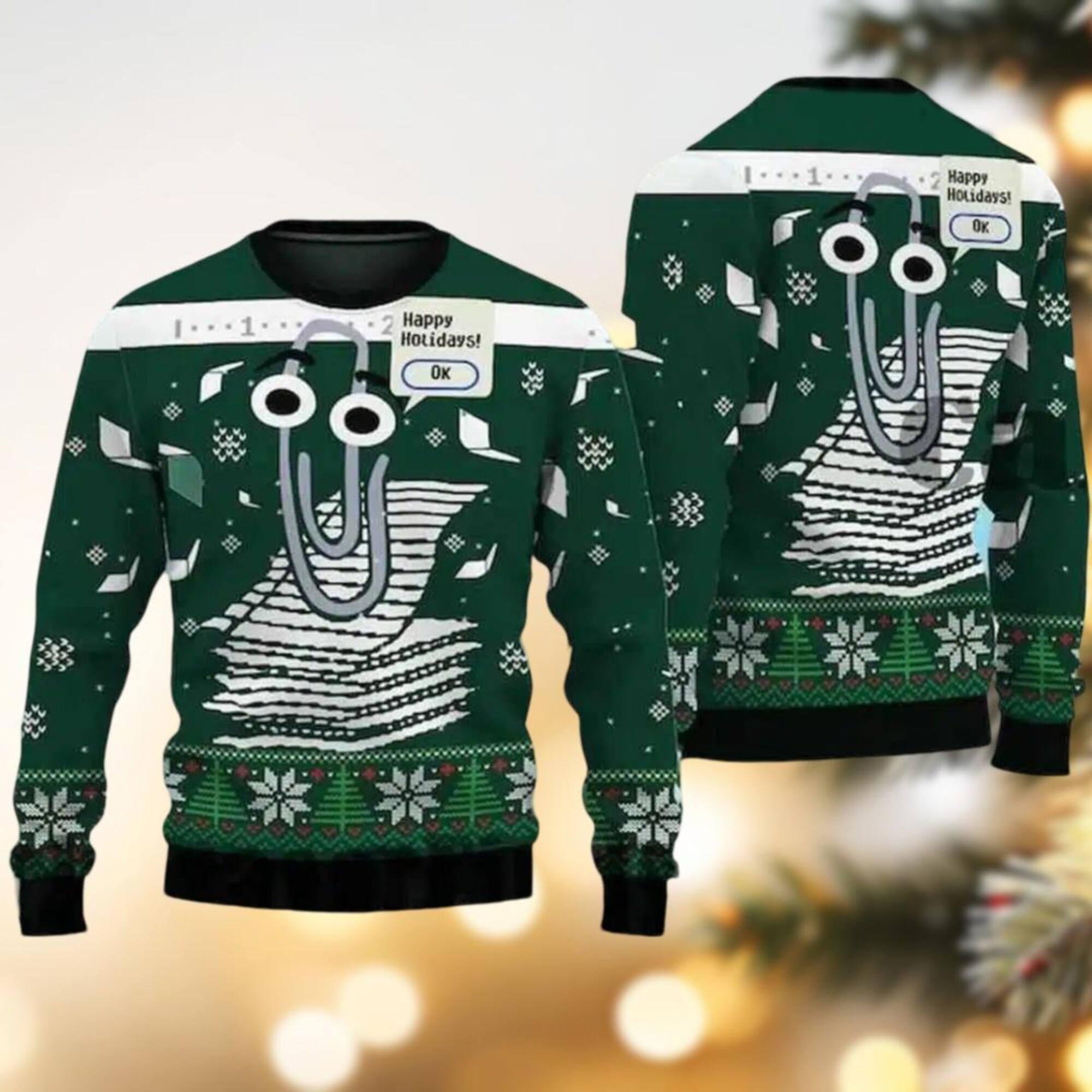 Clippy Windows Ugly Christmas Sweater, Latest Holiday Sweater, Funny Windows Xmas Sweater, Happy Holidays Shirt Gift For Men Women Kid