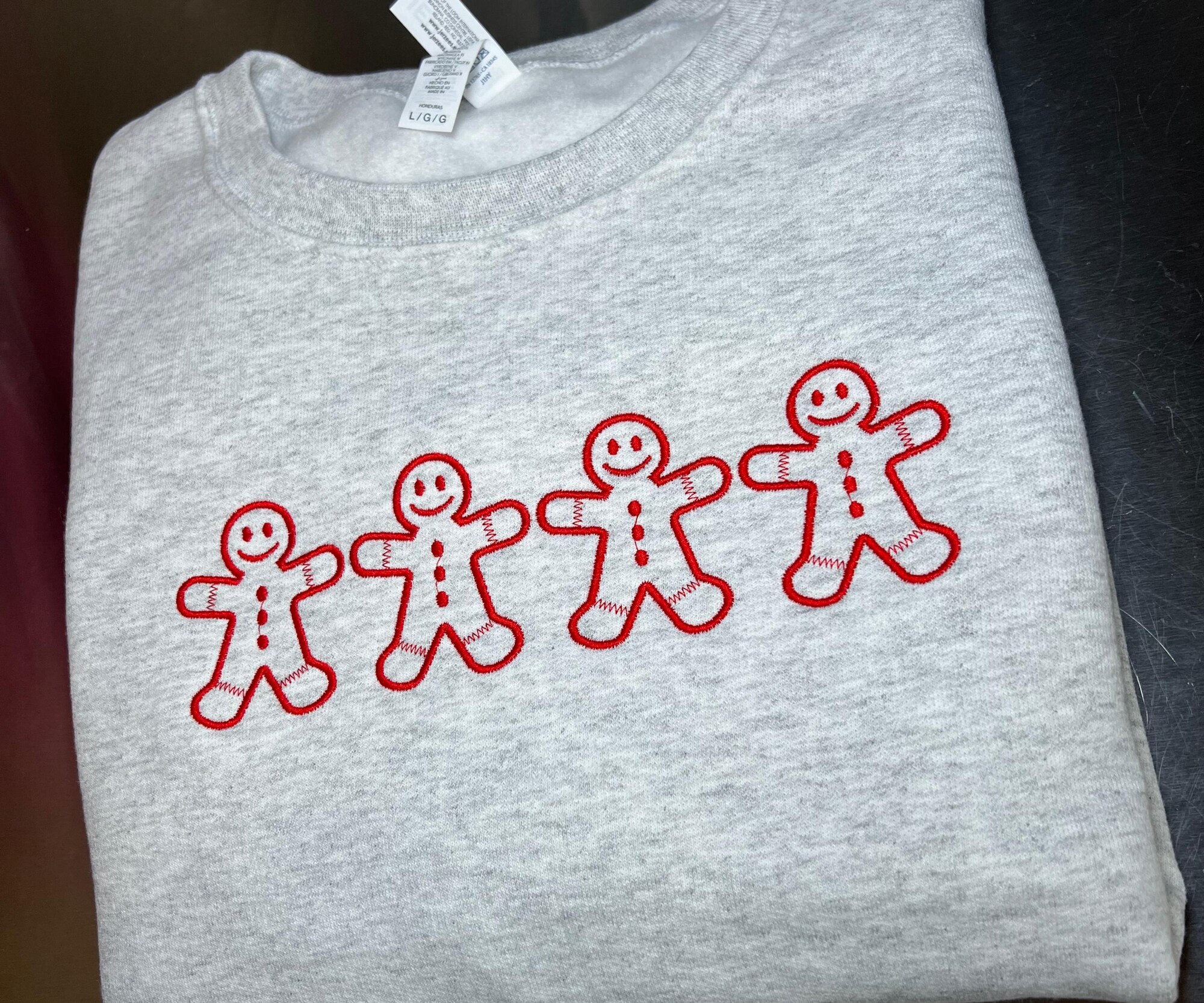 il_2000xN.6478701693_bn9a.jpg Gingerbread Men Embroidered Pullover, Gingerbread Sweater, Holiday Gift, Christmas Party, Gingerbread Hoodie, Holiday Crewneck, Xmas Gift