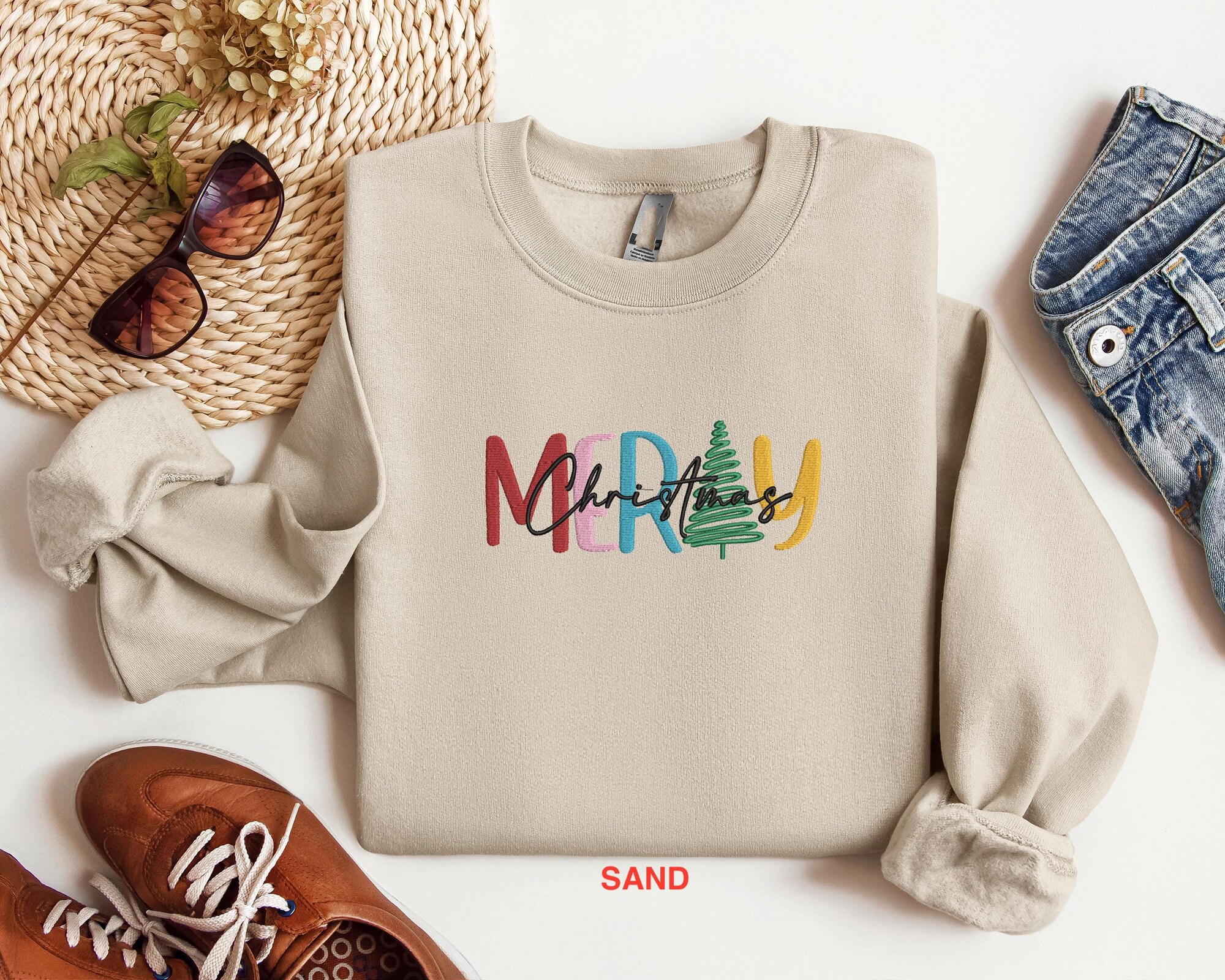 Embroidered Merry Christmas Sweatshirt, Embroidered Merry Christmas Shirt, Christmas Shirt, Christmas Sweatshirt, Merry Christmas Sweatshirt