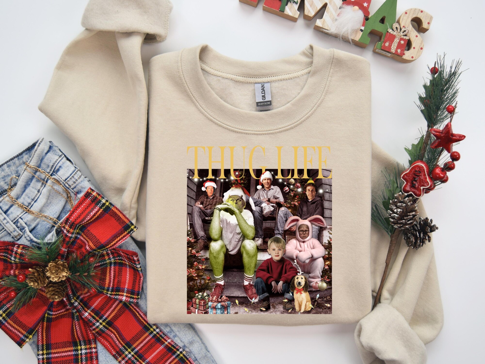 il_2000xN.6481313181_3fk4-1.jpg Thug Life Christmas Movie Sweatshirt: Holiday Crewneck Xmas