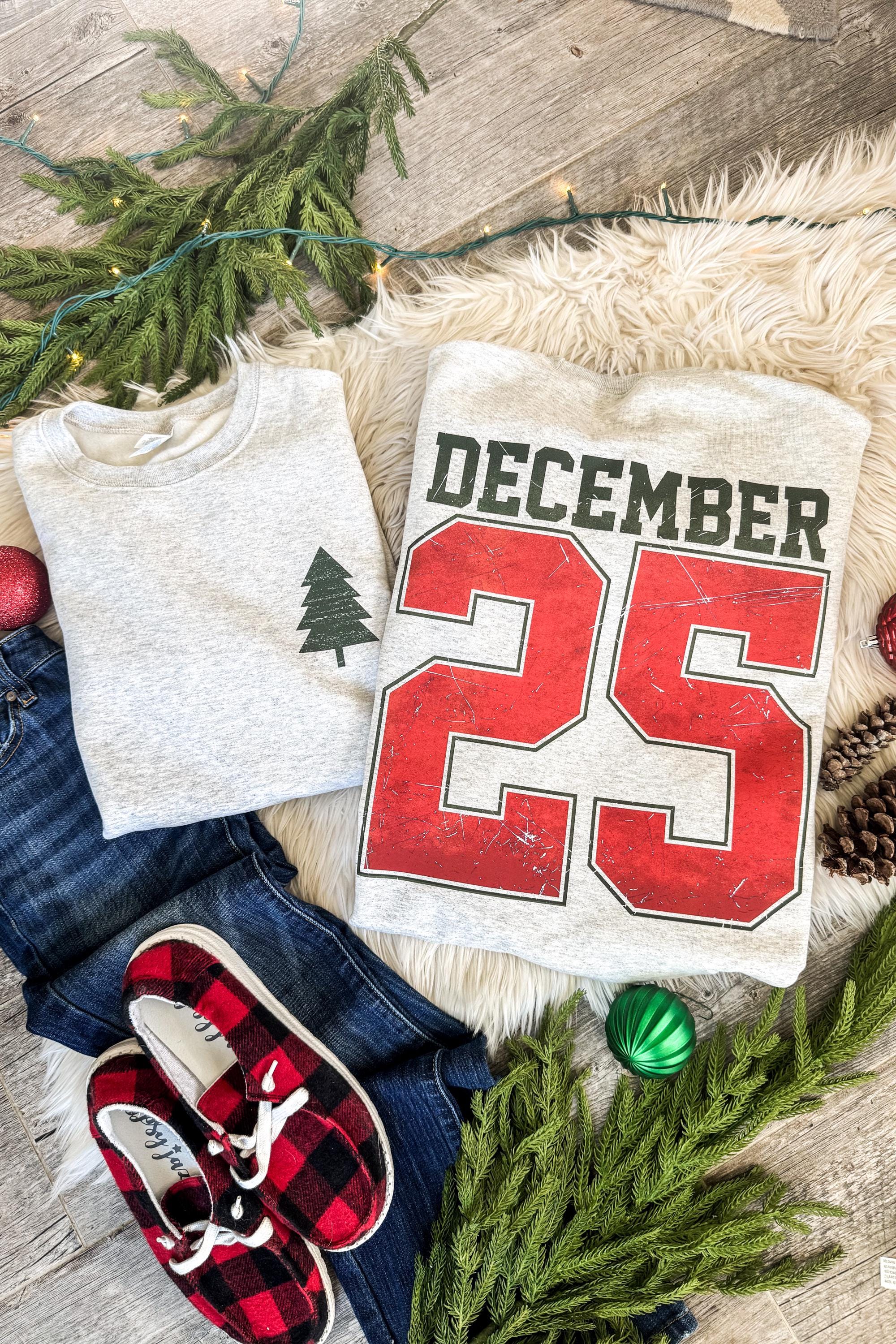 December 25 Jersey Style Sweatshirt, Christmas Sweatshirt, Gift for Her