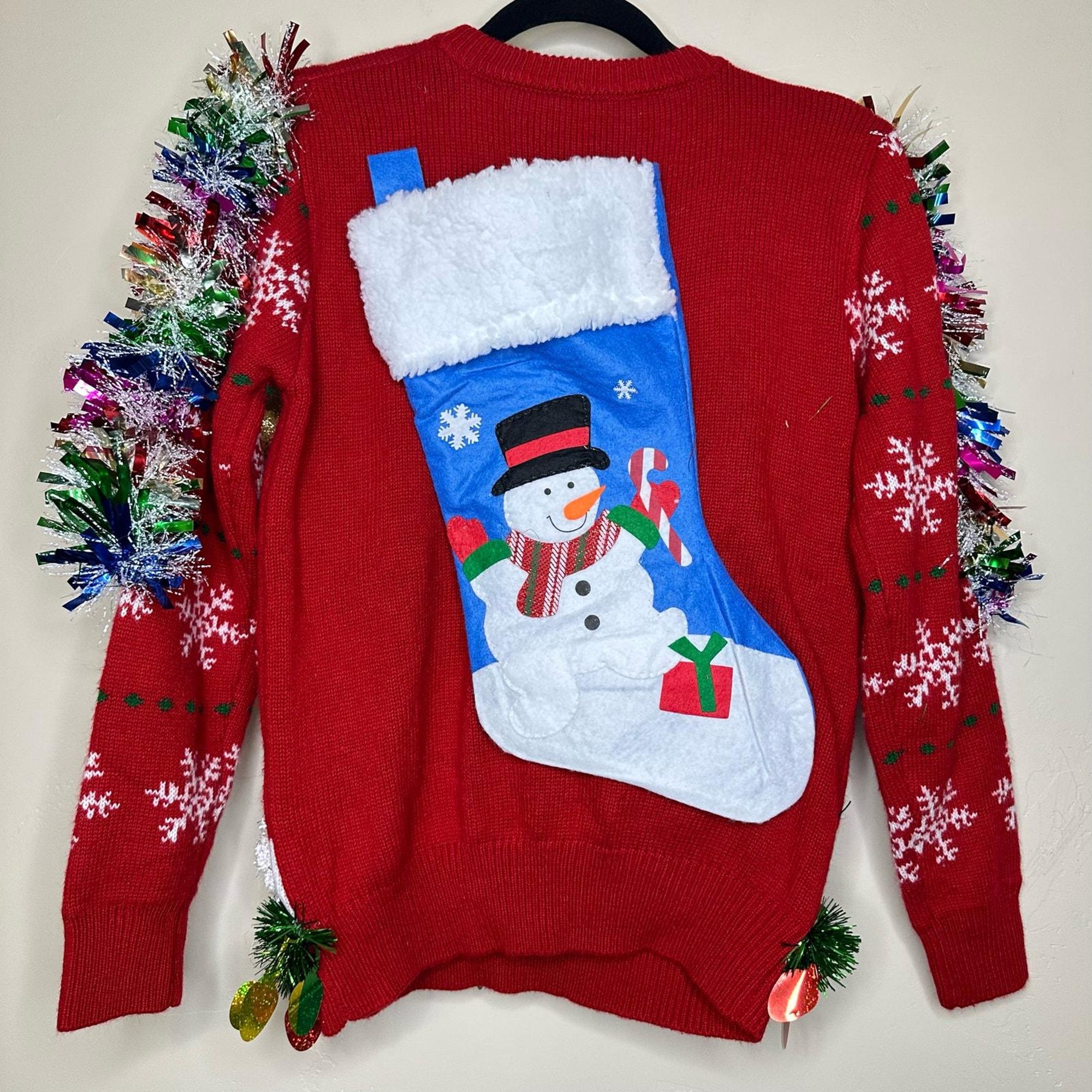 il_2000xN.6484741166_jl6l.jpg Ugly Christmas Sweater Santa LIGHTS UP Tacky Tinsel Xmas Party Winner Size Small