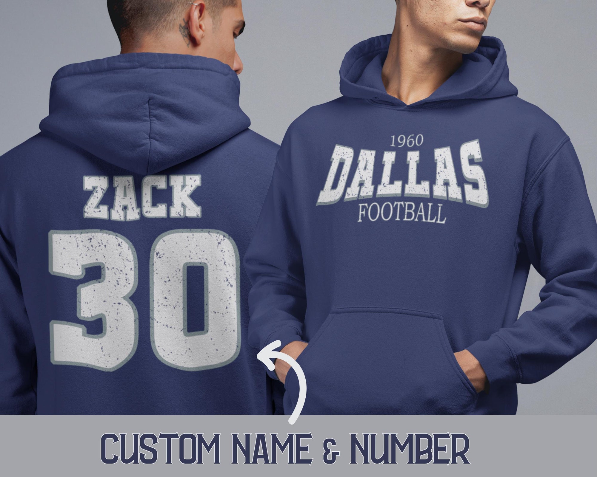 Custom Dallas Football Hoodie, Dallas Game Day Hoodie, Personalized Dallas Football Sweatshirt, Retro Dallas Football, Vintage Style Hoodies