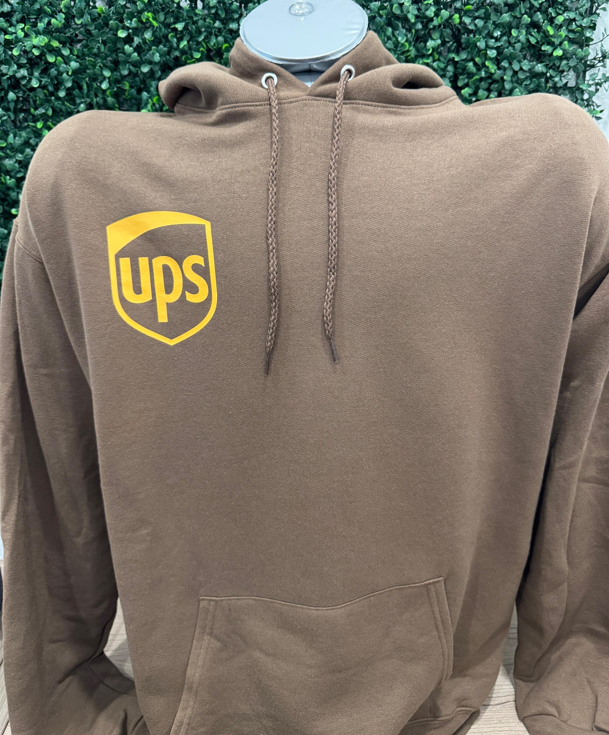 UPS Brown Parcel Service Screen Printed Midweight Hoodie Hooded Sweatshirt