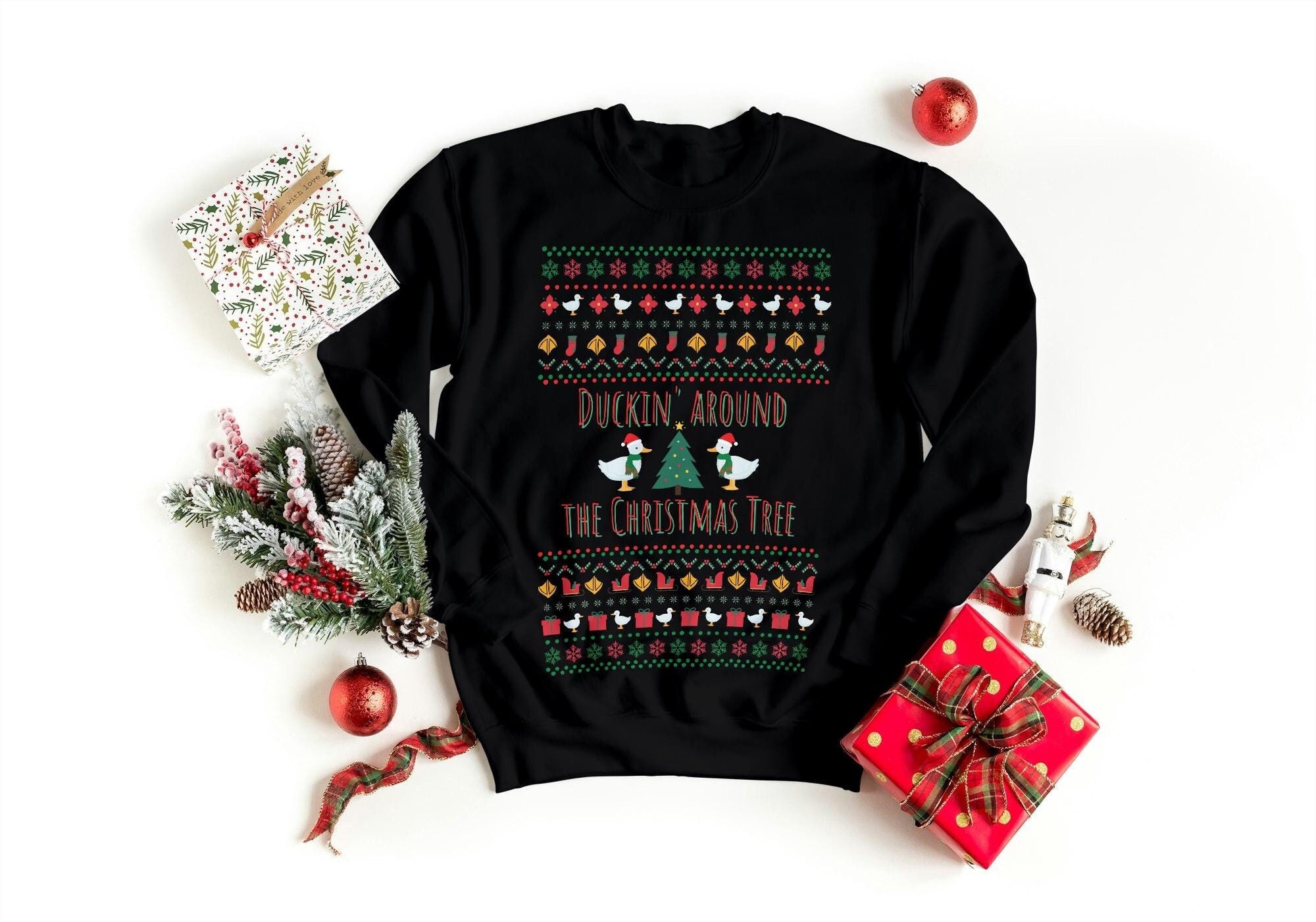 Duck Ugly Christmas Sweater: Duckin’ Around Crewneck