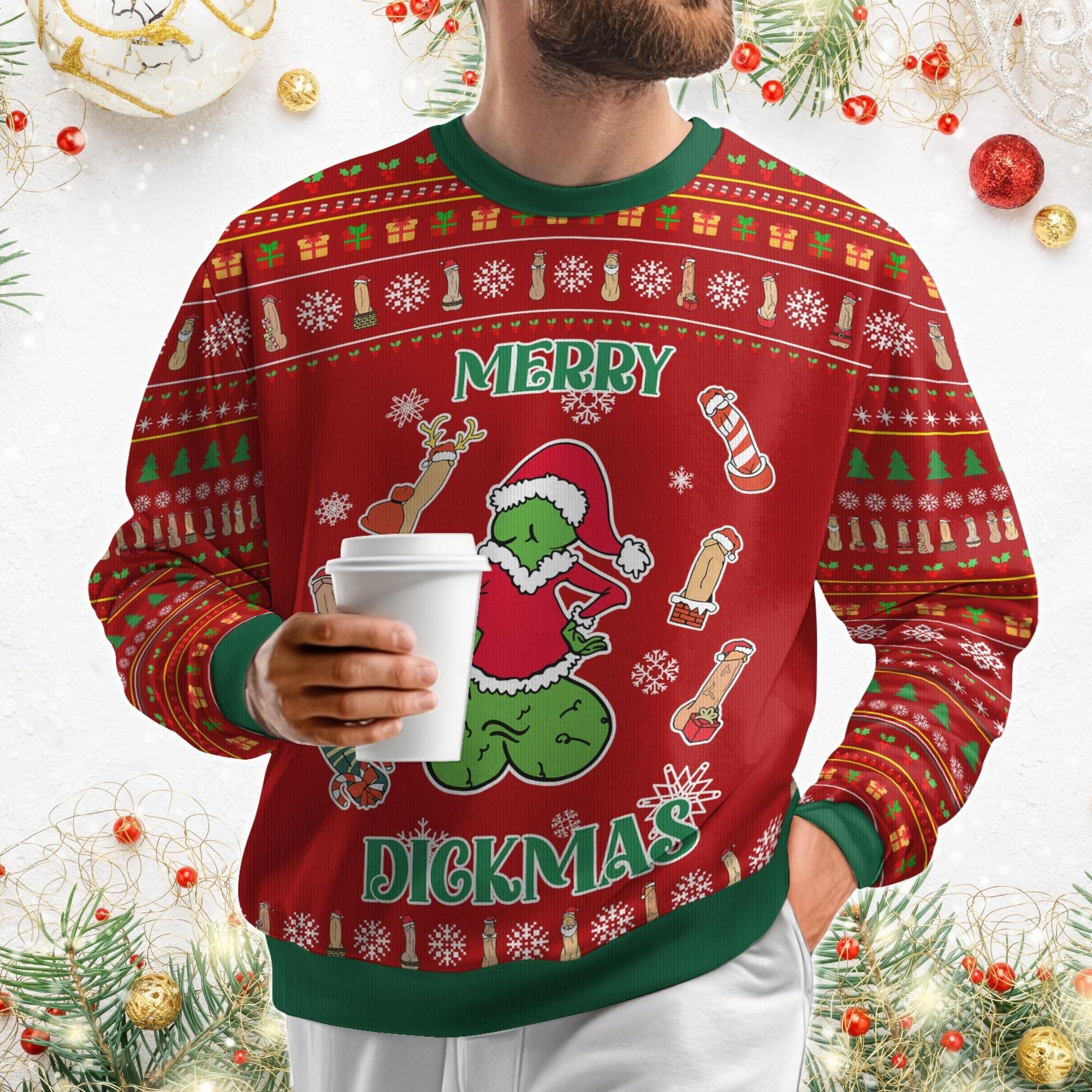 Merry Dickmas Ugly Sweater, Christmas Dirty Sweater For Party, Funny Christmas Holiday Sweater, Cockmas Ugly Sweater, Ugly Xmas Sweater