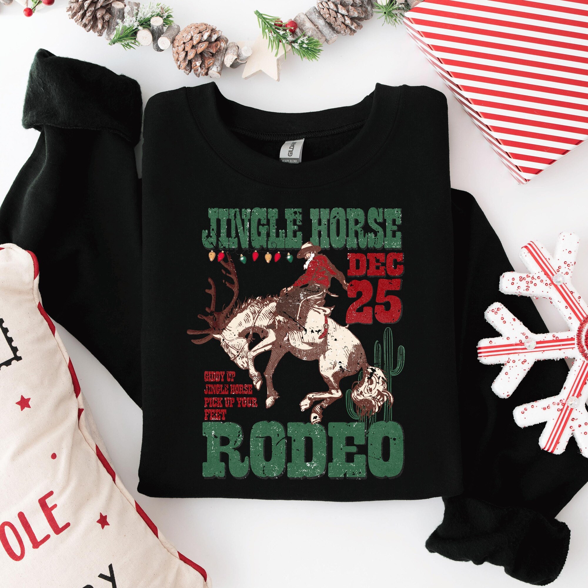 il_2000xN.6487721627_r8mt.jpg Cowboy Christmas Shirt, Jingle Horse Sweatshirt, Giddy Up Jingle Horse Pick Up Your Feet, Howdy Country Christmas Horse Tee, Cowgirl T-Shirt