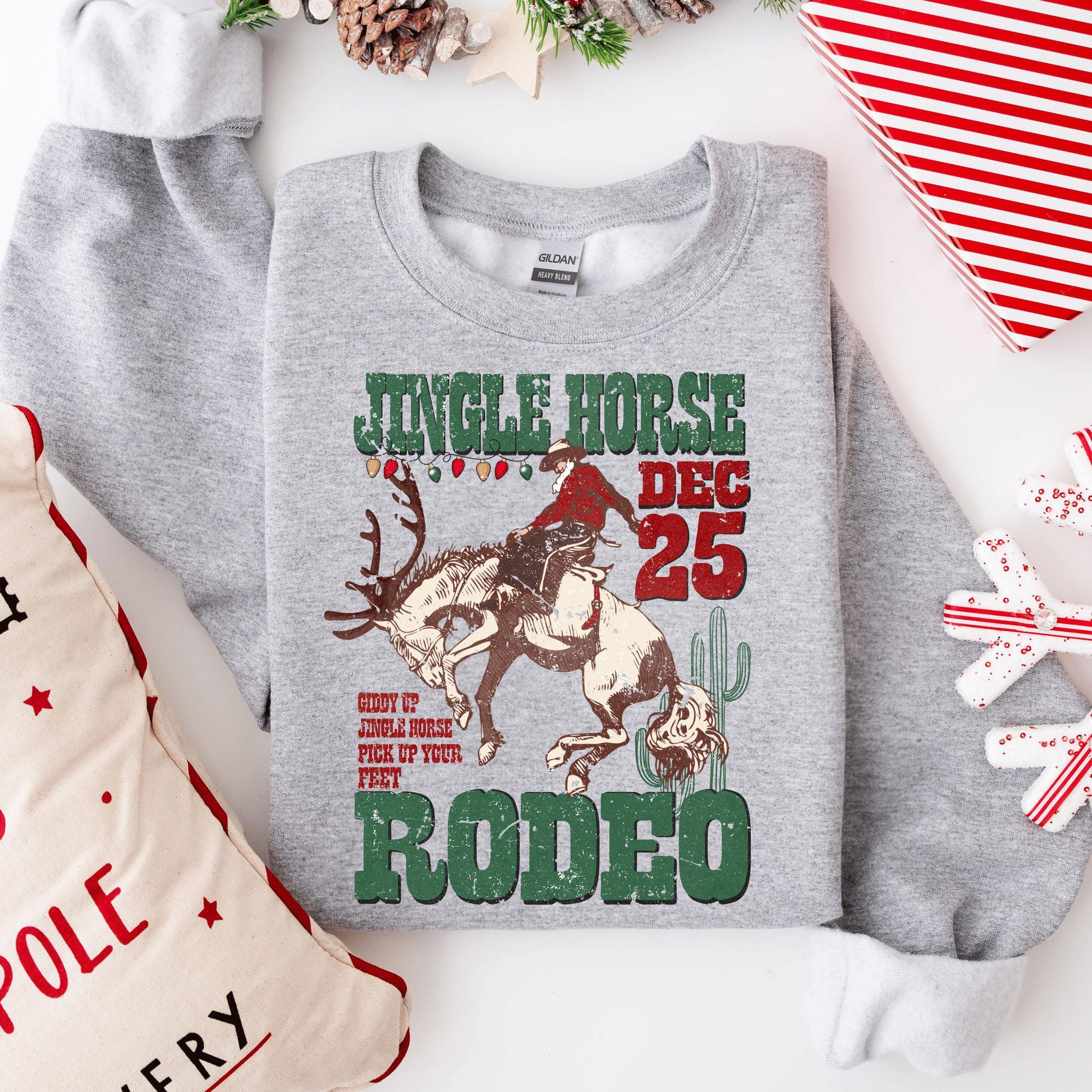 Cowboy Christmas Shirt, Jingle Horse Sweatshirt, Giddy Up Jingle Horse Pick Up Your Feet, Howdy Country Christmas Horse Tee, Cowgirl T-Shirt