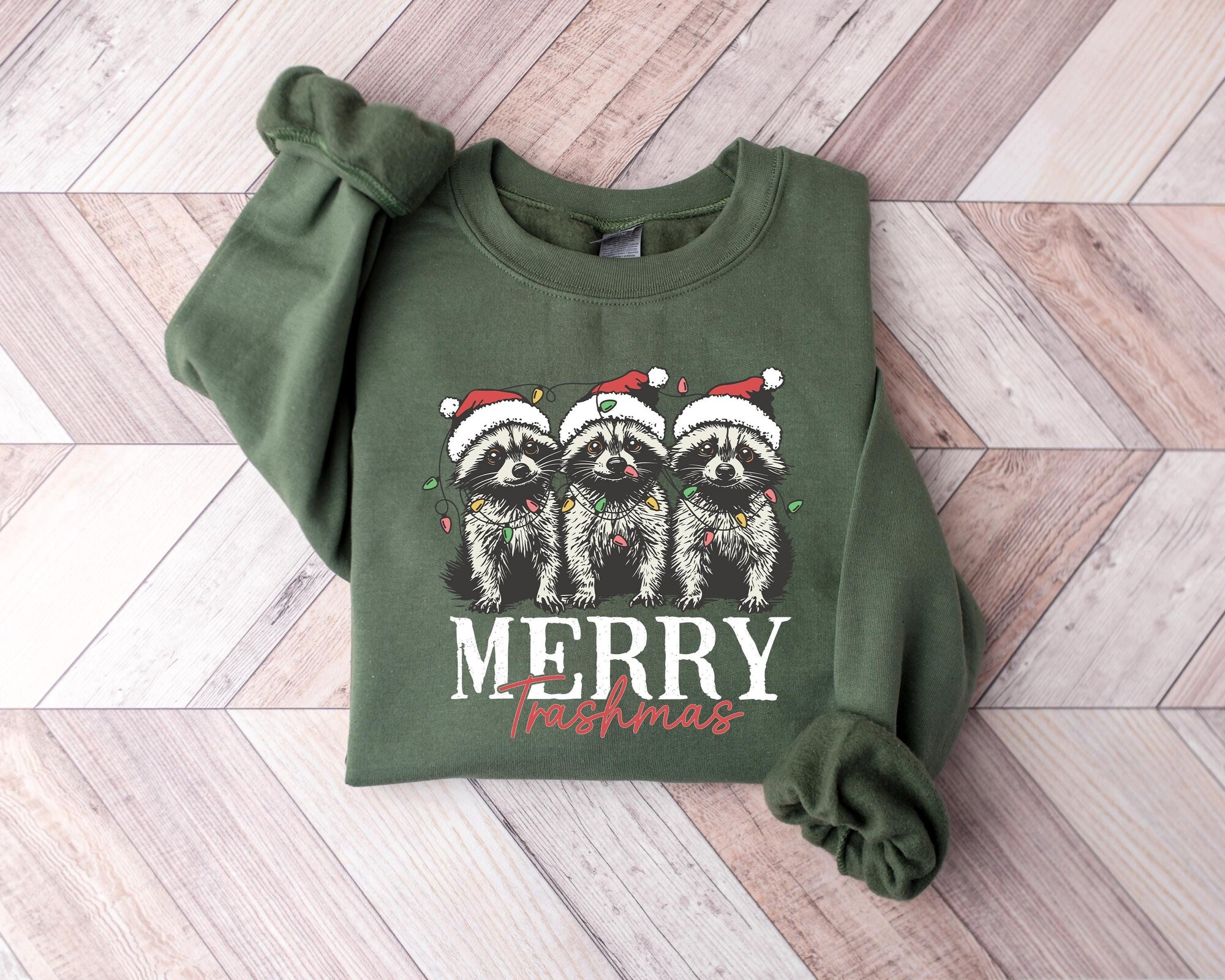 Merry Trashmas Shirt, Funny Christmas Raccoon Sweatshirt, Christmas Animal Shirt, Christmas Shirt, Gift for Animal Lover, Christmas gift