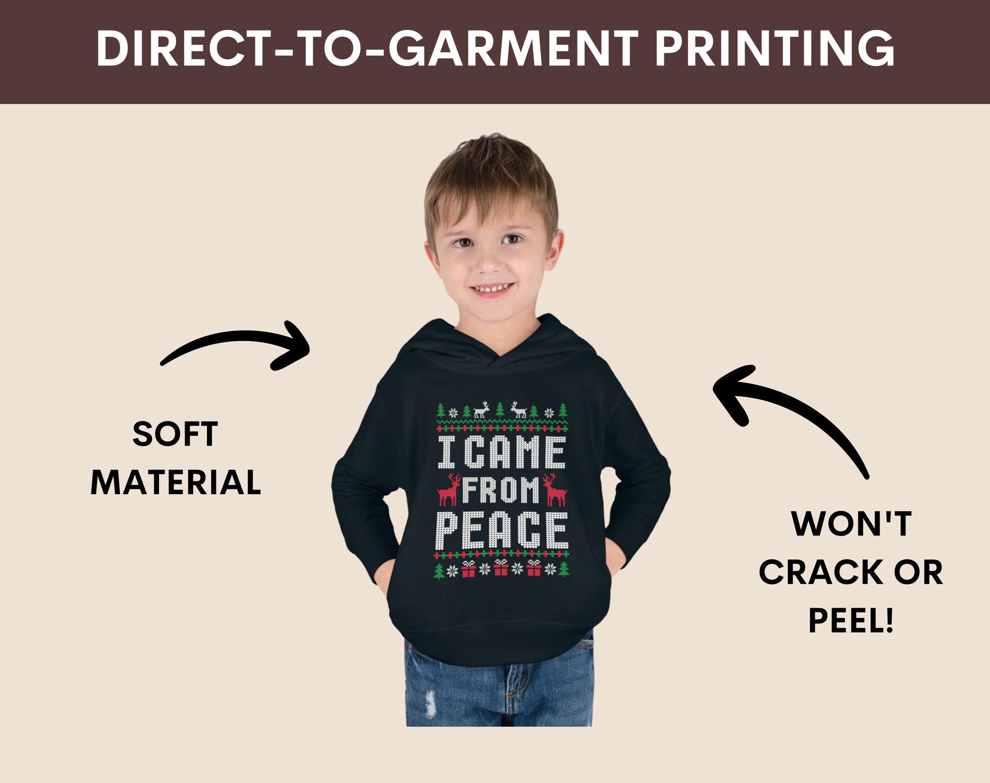 il_2000xN.6490954845_bfqg.jpg Funny Family Ugly Christmas Sweater, I Come in Peace I'm Peace Came From Peace Sweater, Humorous Matching Holiday Apparel Party Adult Humor