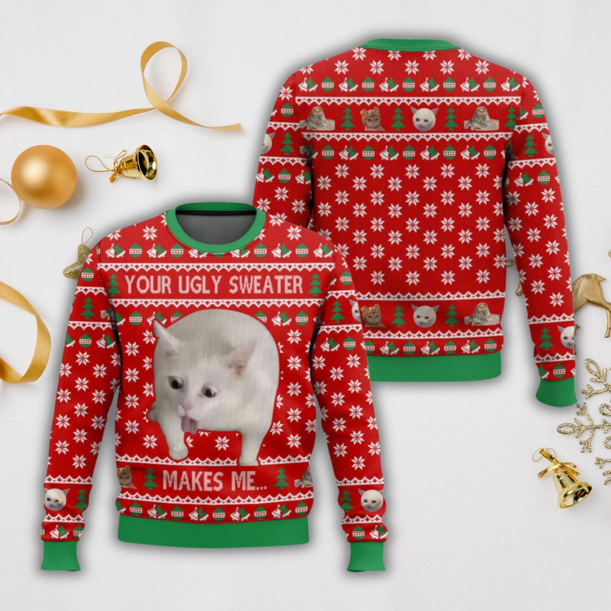 Your Ugly Sweater Make Me Meme Sweater, Cat Meme Ugly Sweater, Christmas Funny Pet Sweater, Cute Pet Holiday Sweater, Ugly Xmas Sweater