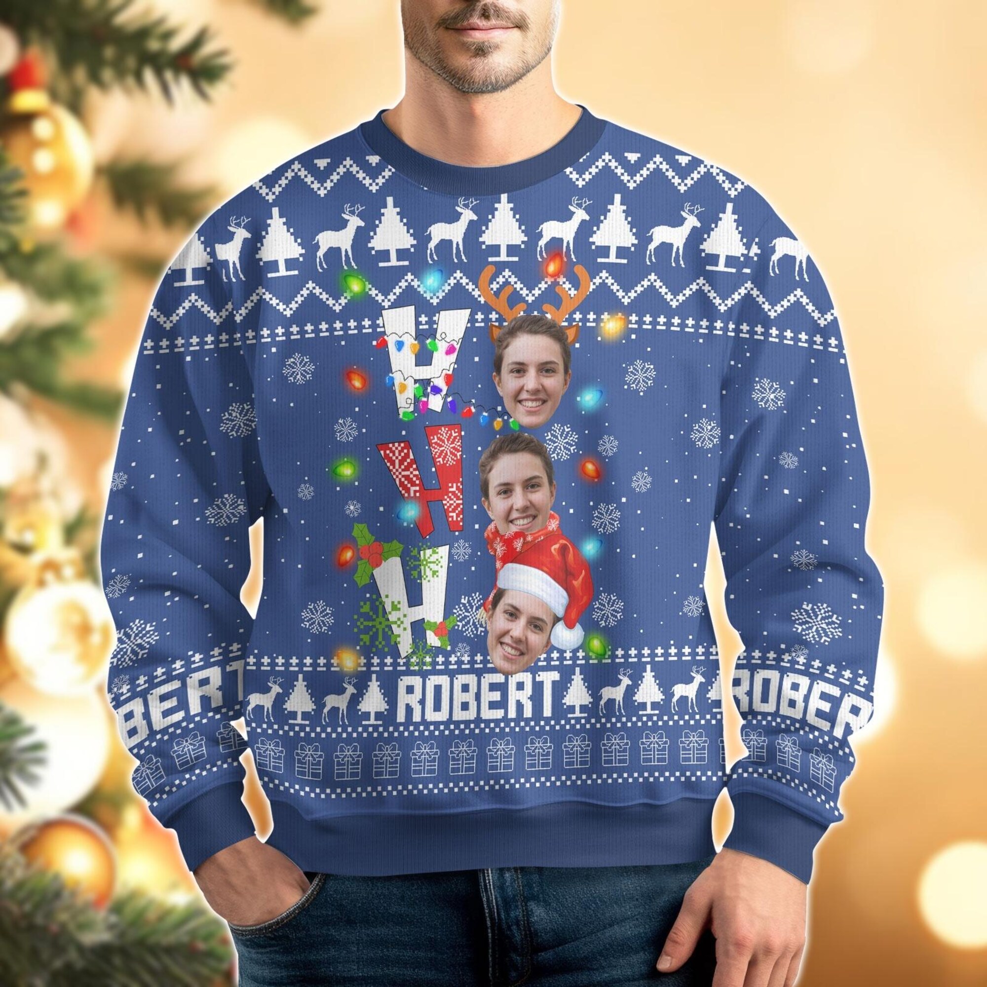 Funny Custom Face Ugly Christmas Sweater, Family Christmas Sweater, Couples Matching Ugly Sweater, Personalized Pet Xmas Sweater