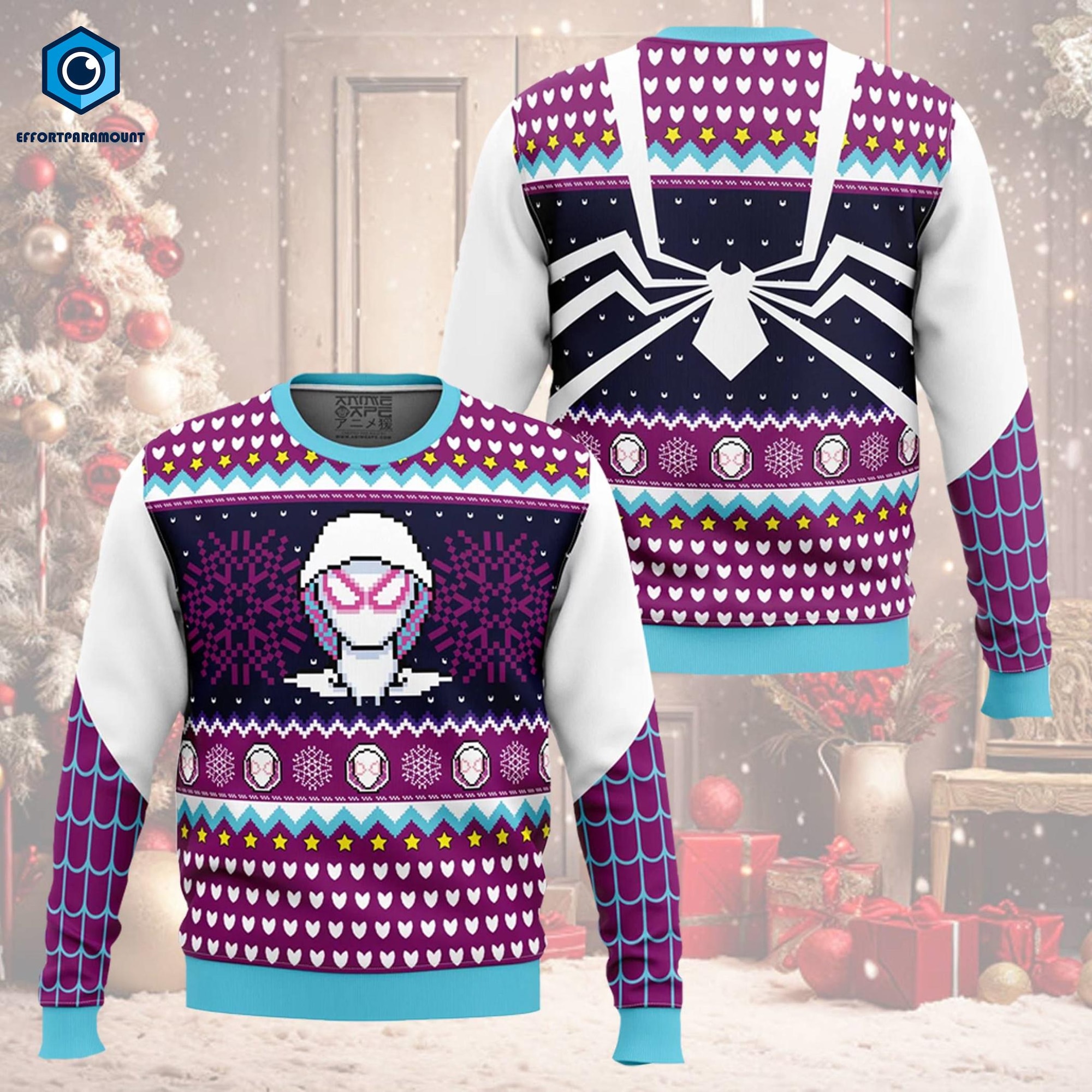 Spider Gwen Ugly Christmas Sweater, Gwen Stacy Sweater, Super Heroes Christmas Sweater, Christmas Gift, Spiderman Across the Spider Verse