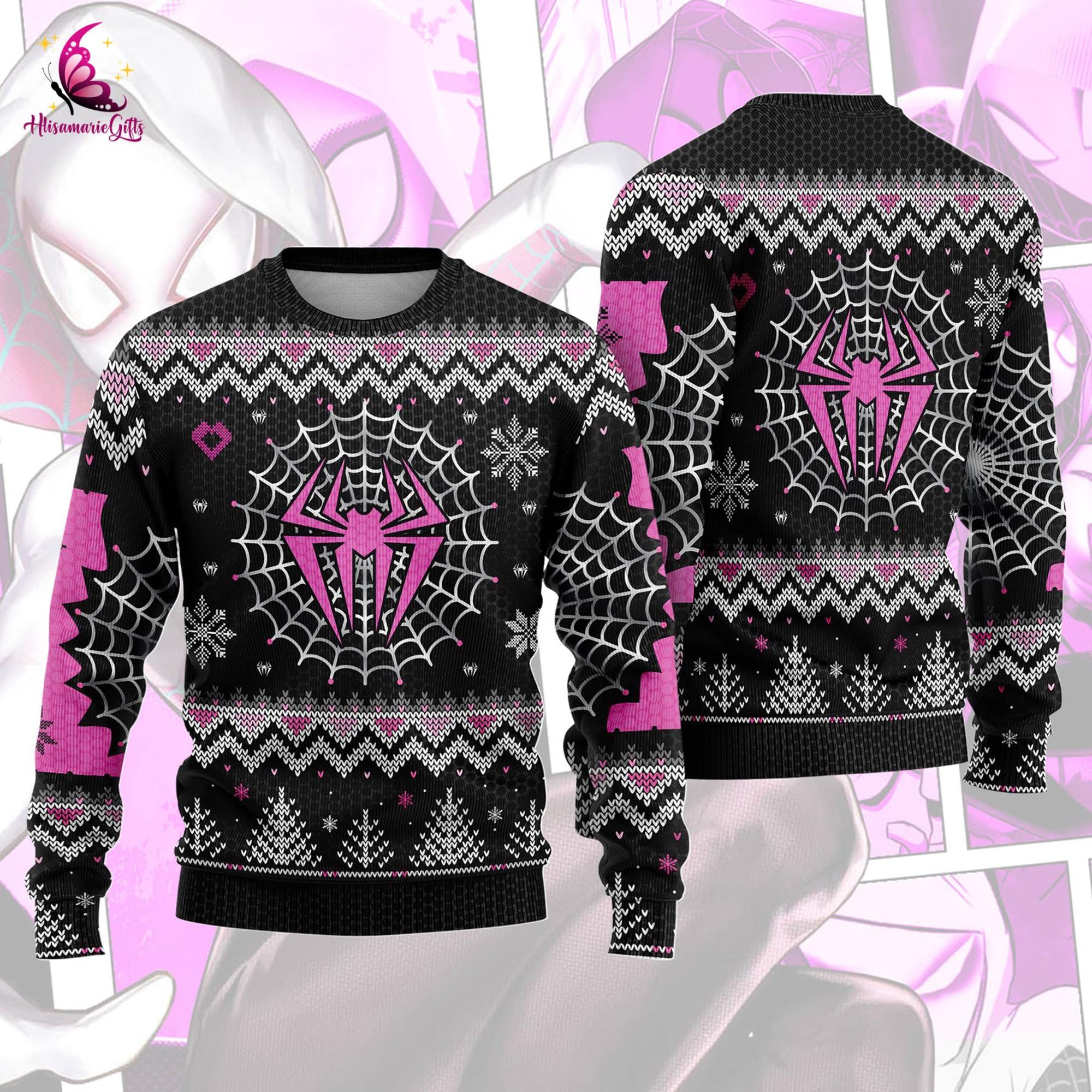 Spider Gwen Ugly Christmas Sweater, Gwen Stacy Ghost Spider Sweater, Christmas Sweater Gift, Spiderman Across the Spider Verse