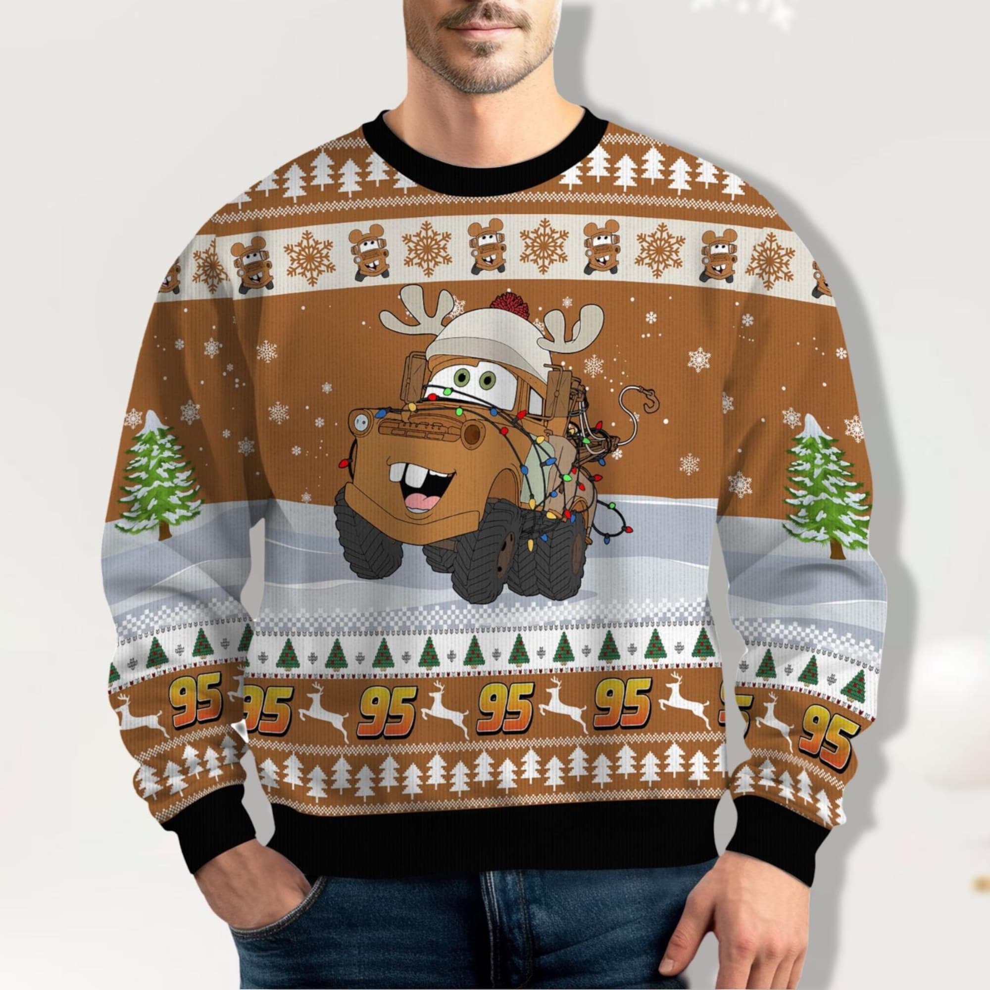 Tow Mater Christmas Sweater Unisex, Disney Cars Christmas Sweater, Cars Lightning Mcqueen Sweater, Disneyland Cars Xmas Sweater