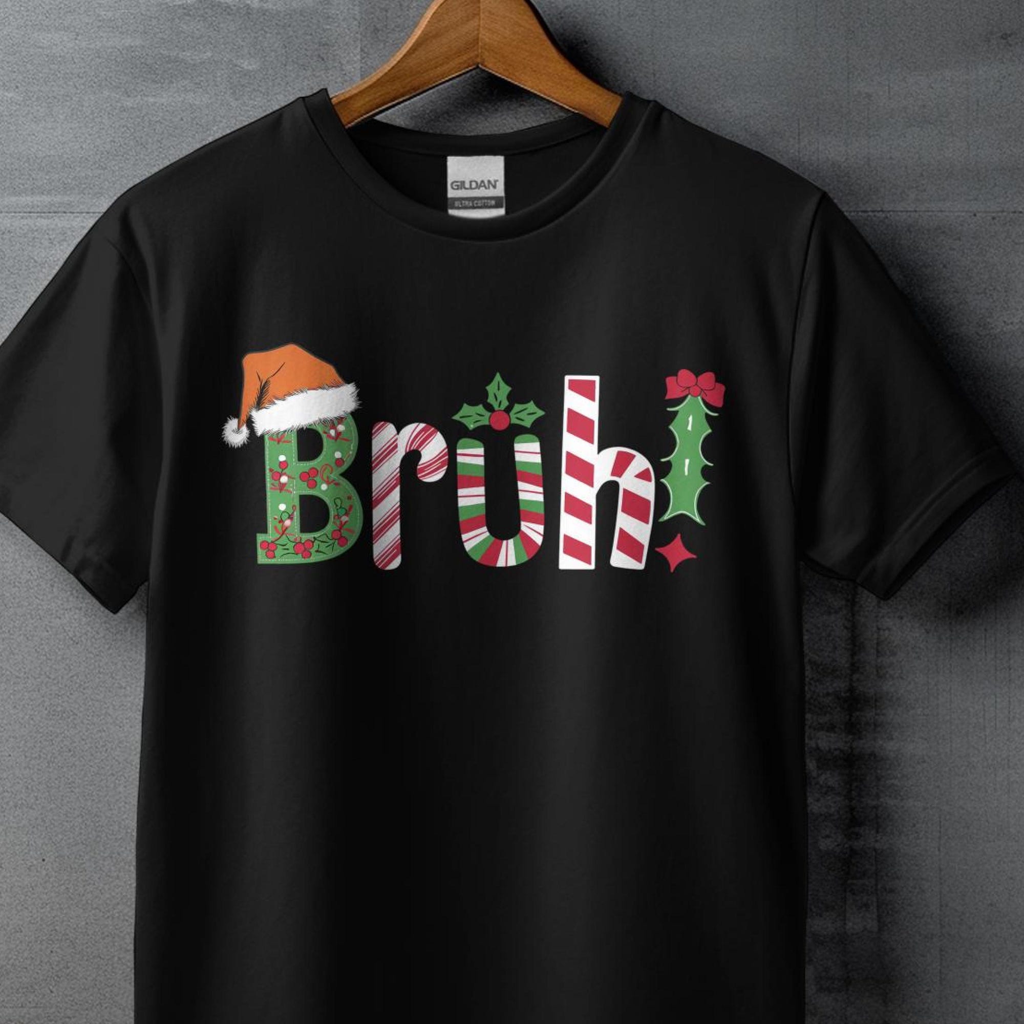 Trendy Christmas Sweatshirt Fun Design Christmas Relaxed Fit Tee Hoodie Long Sleeve Tank Top Holiday Apparel Bruh