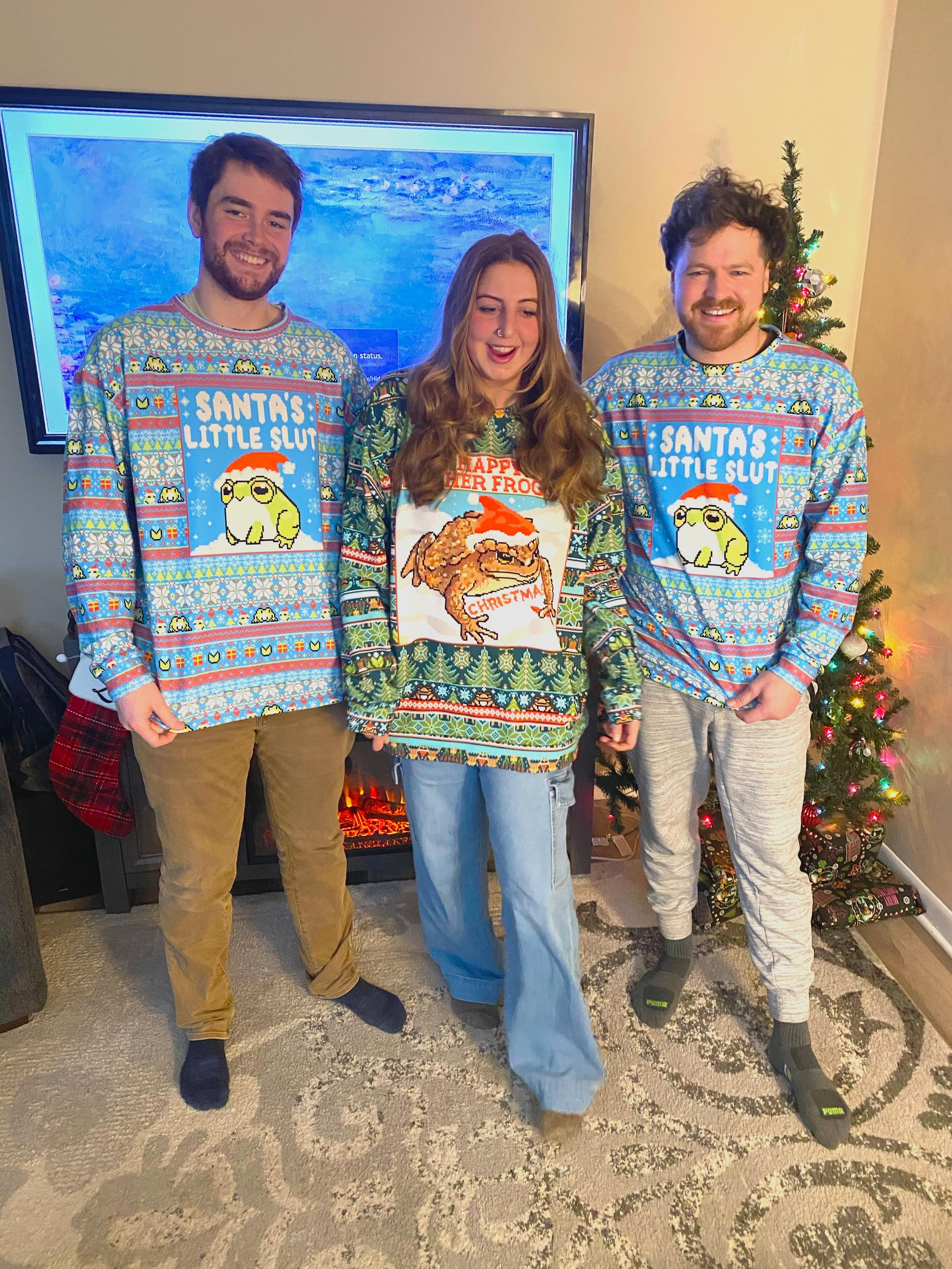 il_2000xN.6506074884_gi4g-1.jpg Santa’s Little Slut Frog Ugly Christmas Sweater Pattern | All Over Printed Ugly Christmas Sweater Meme | Funny Christmas Frog Unisex Sweater