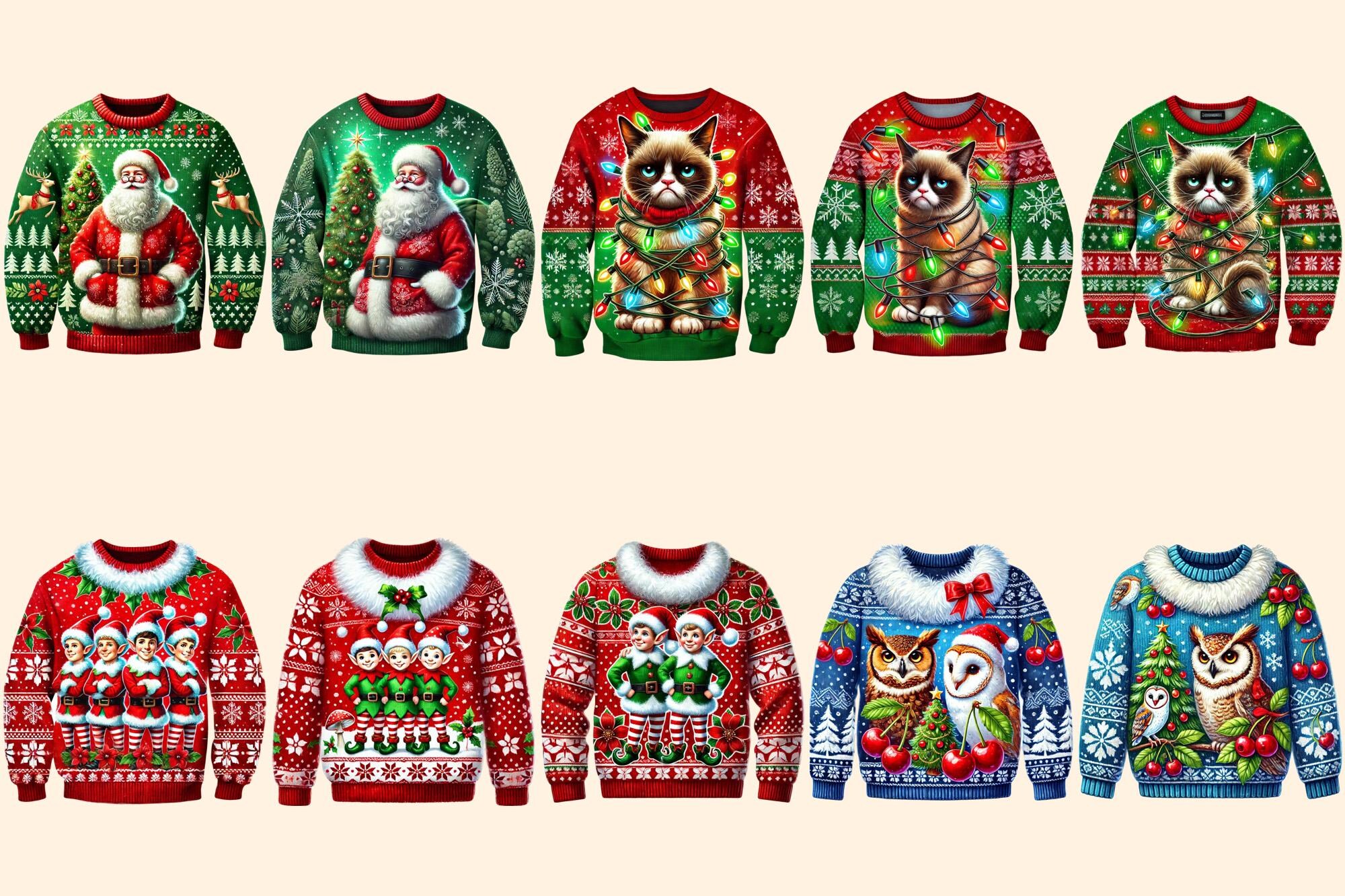 il_2000xN.6508235882_j7m9.jpg Ugly Sweaters PNG Clipart Collection - 50 PNG, Festive x-mas graphics, Holiday sweater art, Commercial use, Digital download