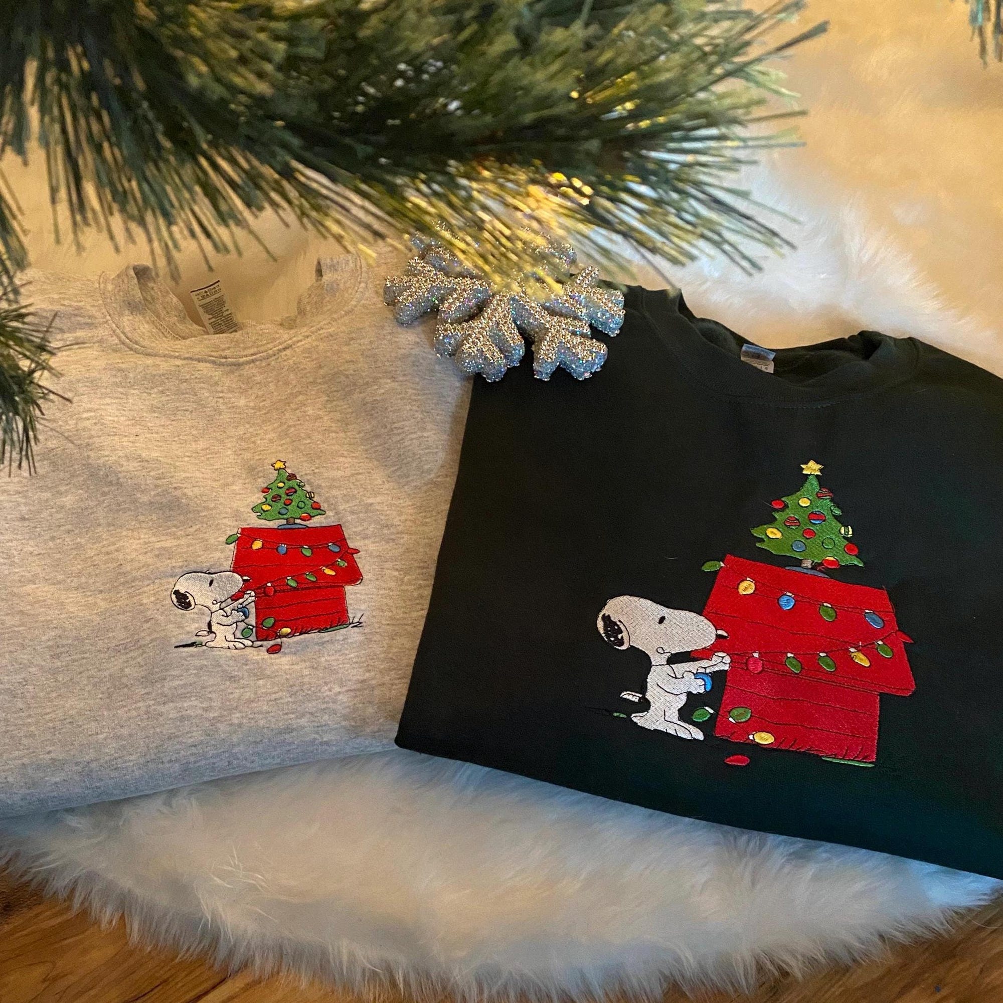 Embroidered Snoopy Christmas Sweatshirt: Holiday Festive Style