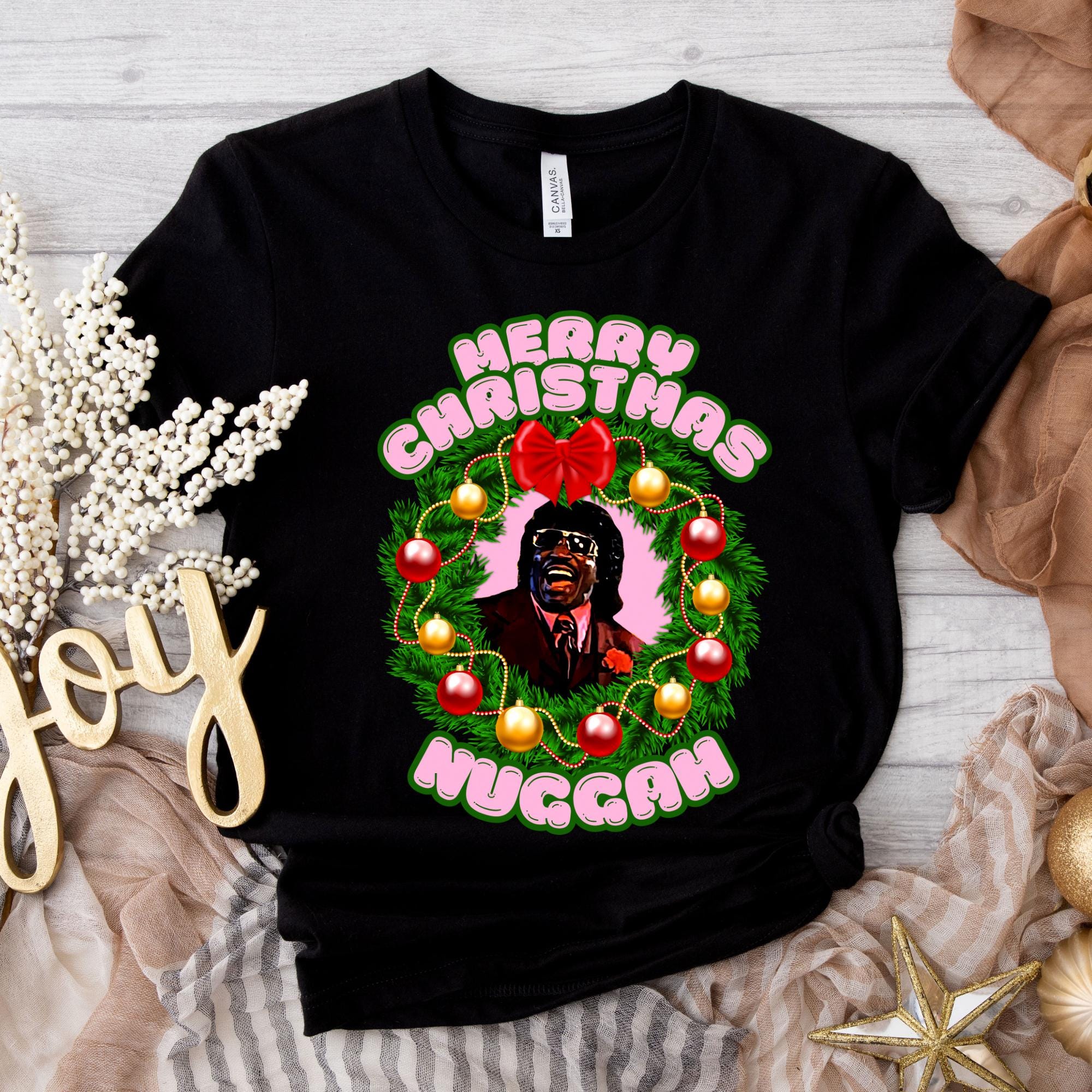 Funny Black Christmas Shirt, Merry Christmas Nuggah, African American Santa Shirts, Melanin Christmas Shirts, Unisex, Sweatshirts, Pinky