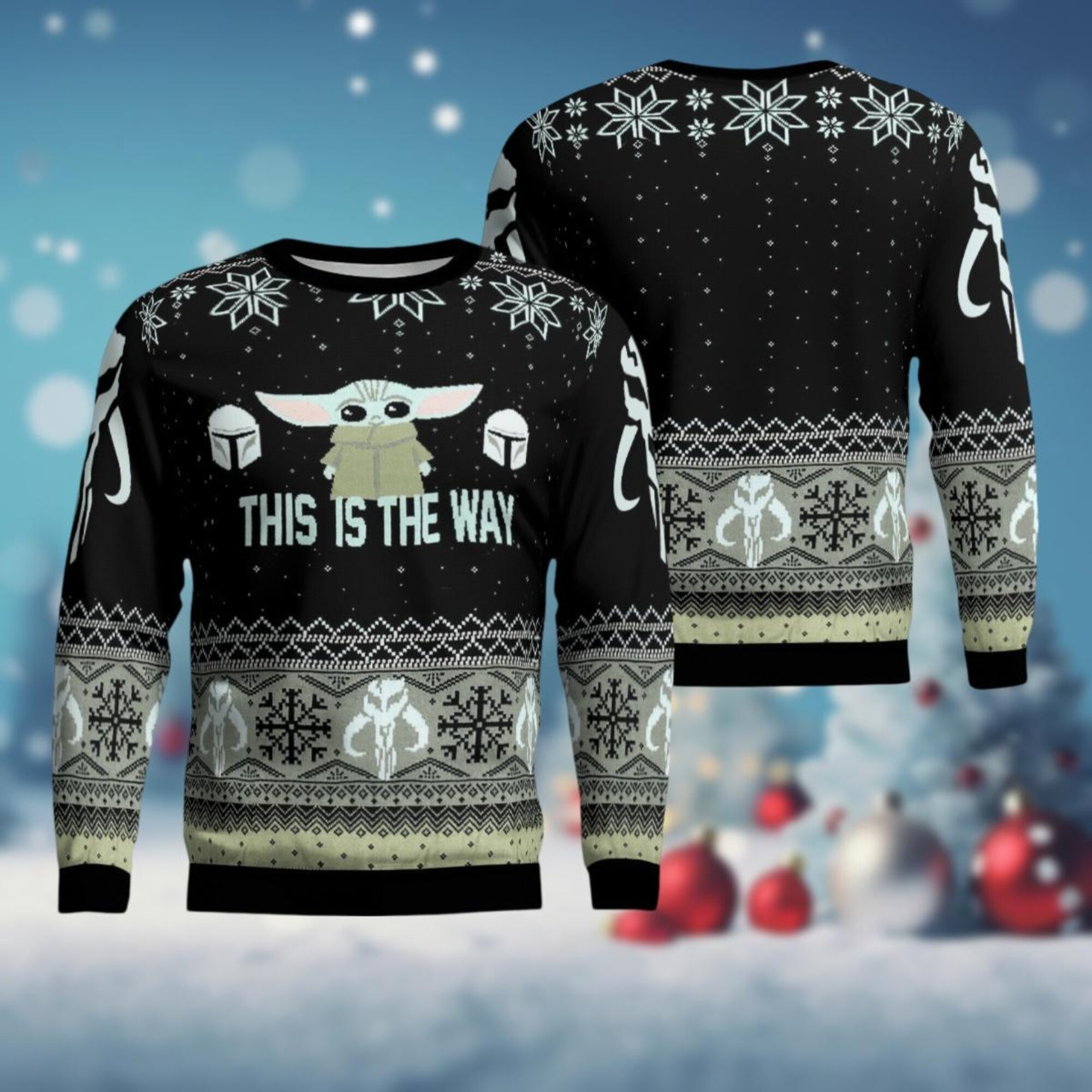 Christmas Baby Yoda Ugly Sweater, Cute The Grogu Holiday Sweater, The Mandalorian Movie Xmas Sweater, Christmas Gift For Women Men Kid