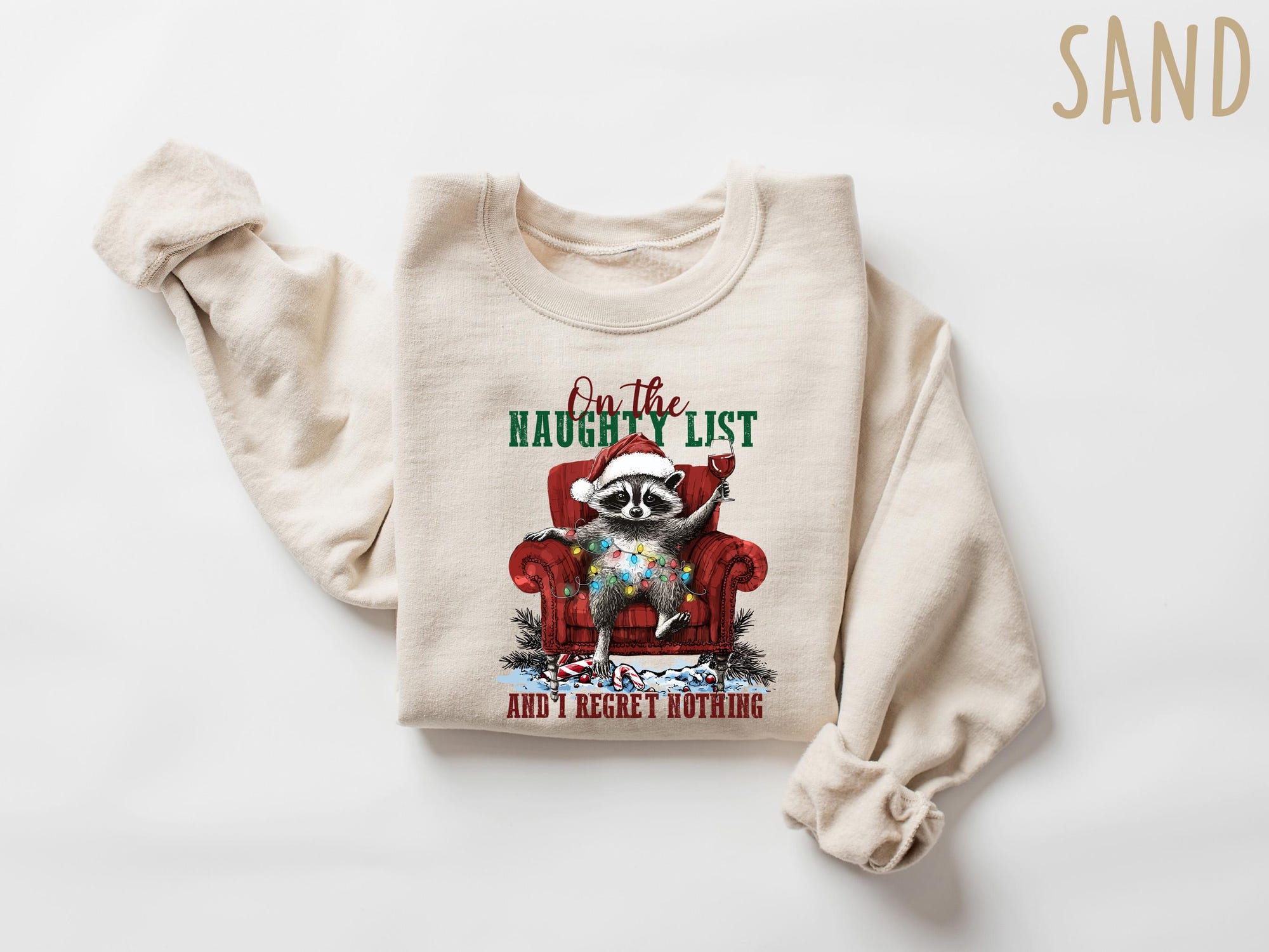 il_2000xN.6517832781_poxt.jpg Funny Racoon Sweatshirt, Christmas Racoon Shirt, Cute But Feral Shirt, On The Naughty List, Santa I've Been Feral, Snarky Christmas Racoon