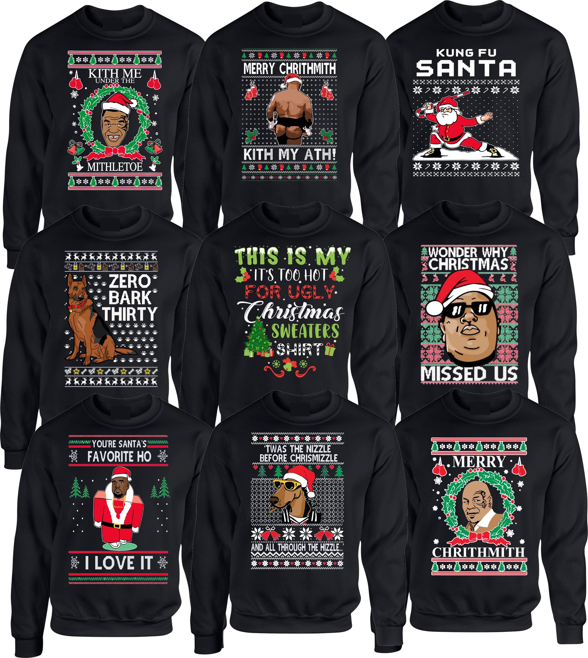 Funny Ugly Christmas Sweatshirt: Hip Hop Rap Graphic Crewneck