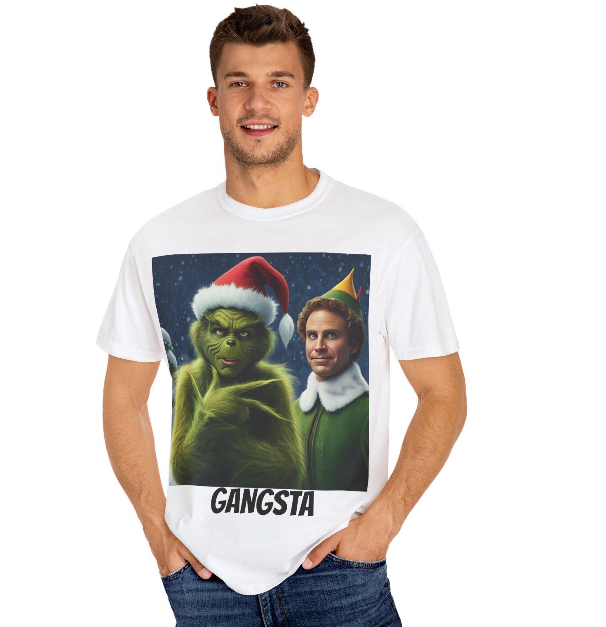 Grinch and Buddy the Elf Gangsta Unisex Garment-Dyed T-shirt