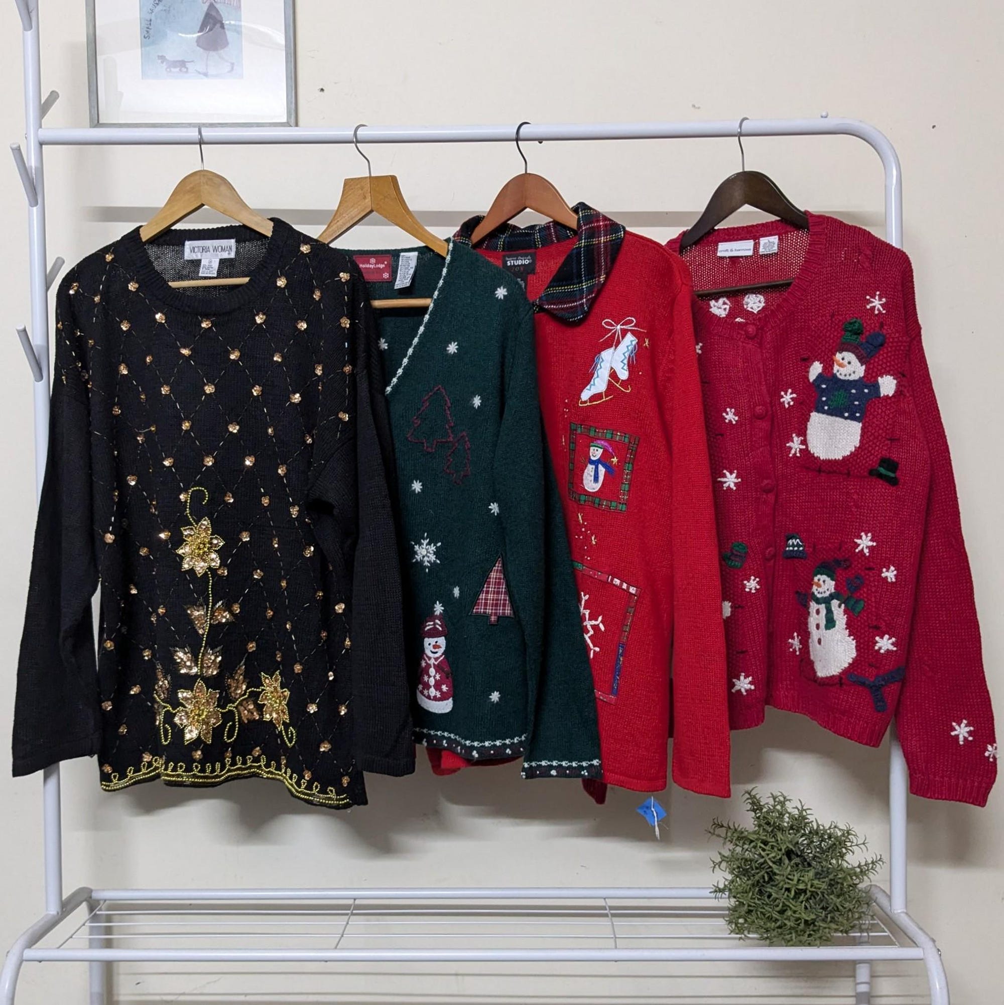 Plus size vintage Christmas themed sweaters | retro 80-90’s ramiecotton handmade vintage knitwear | festive holiday cardigan | L-2XL sizes