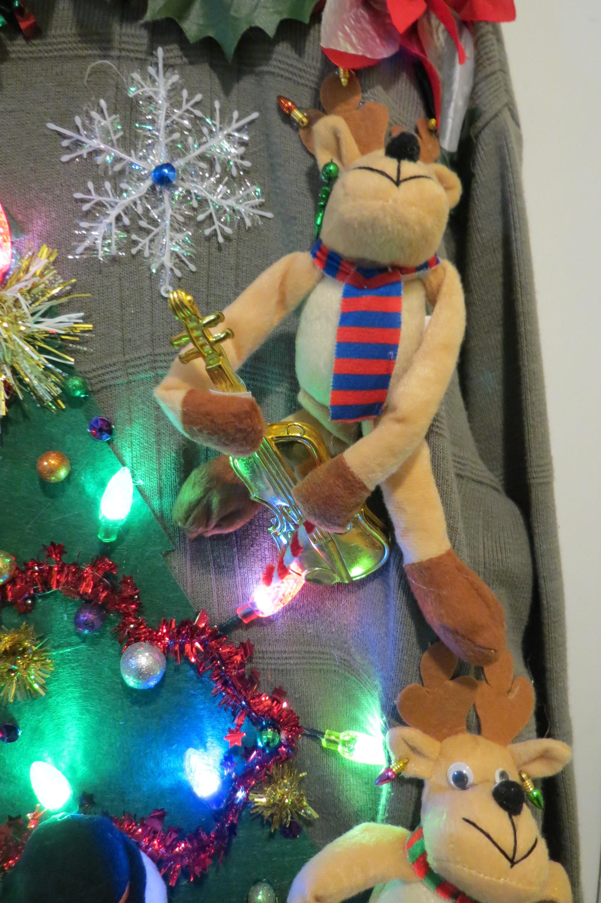 il_2000xN.6548461879_nzw6-1.jpg 3-D Santa and Reindeer Band, Music making, Tacky Ugly Christmas Sweater, Hilarious Fun unisex XLarge, funny sweater, Rockin Reindeer