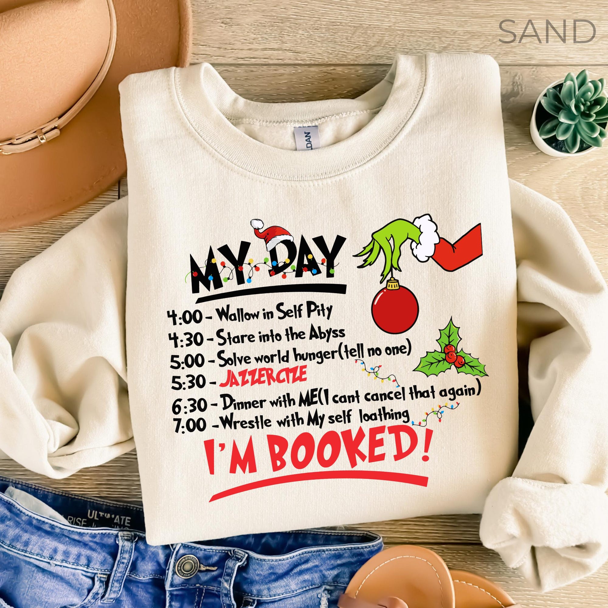 My Day I’m Booked Sweatshirt, The Grinch Christmas Sweatshirt, Womens Christmas Sweatshirt, Funny Grinchmas Sweatshirt, Winter Sweatshirt