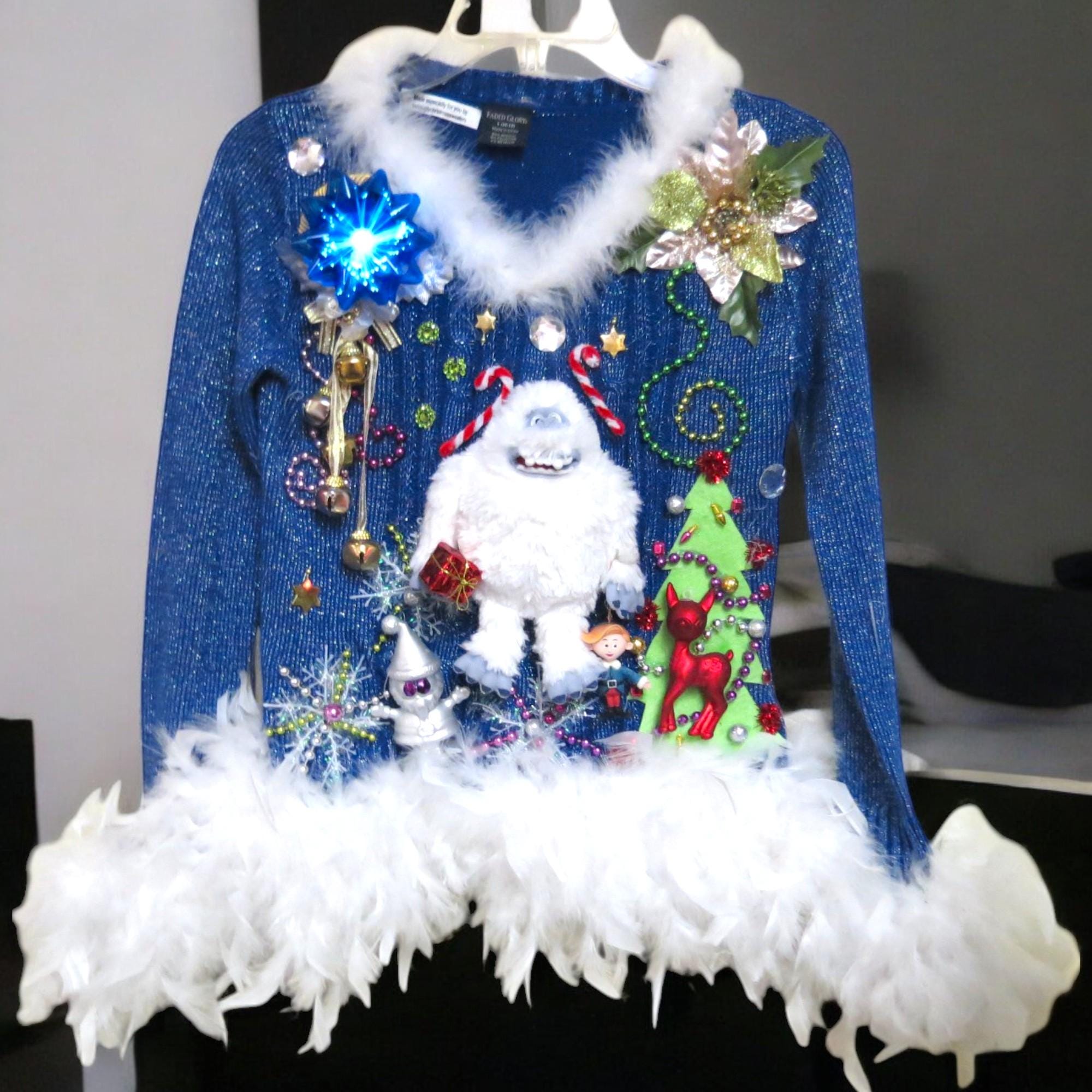 il_2000xN.6631792491_oj73.jpg Festive Abominable Snowman Sweater Tacky Ugly Christmas Sweater, sweater youth Large, womens XS Yeti Sweater