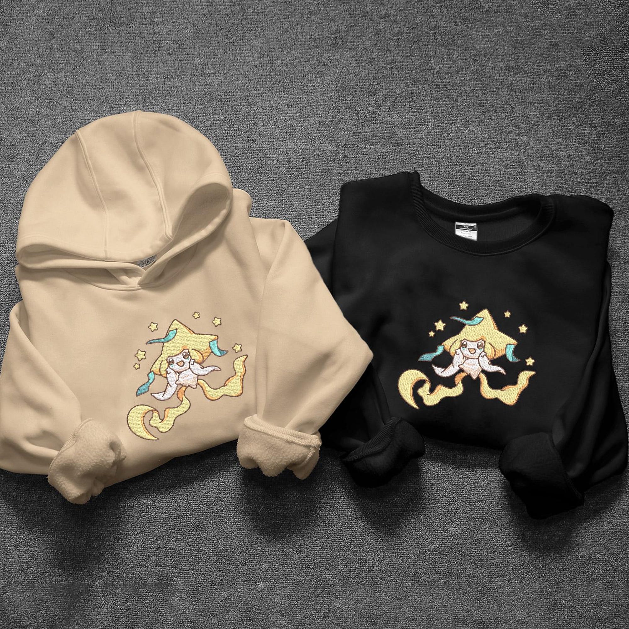 Shine Jirachi Embroidered Shirt Gift Embroidered Sweatshirt Anime Embroidered Shirt