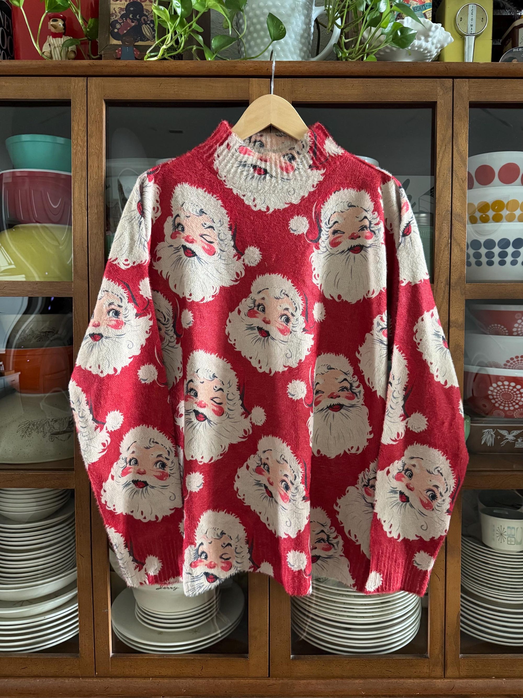 Vintage Santa Sweater / Vintage Christmas Clothing / Plus Size