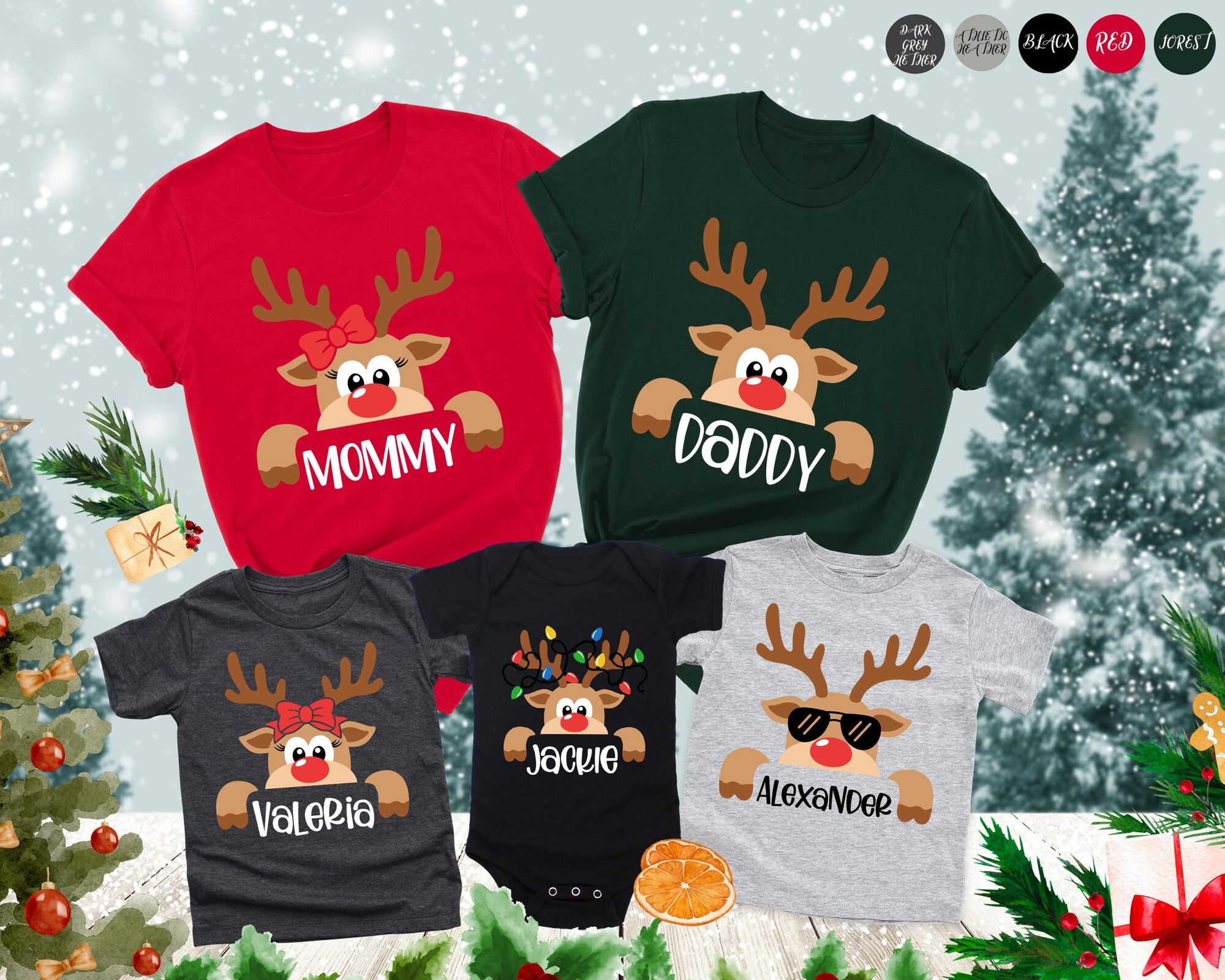 Reindeer Christmas Family Shirts,Christmas Gift For Family,Custom Family Christmas Shirt,Matching Family Christmas Tees,Christmas Family Tee