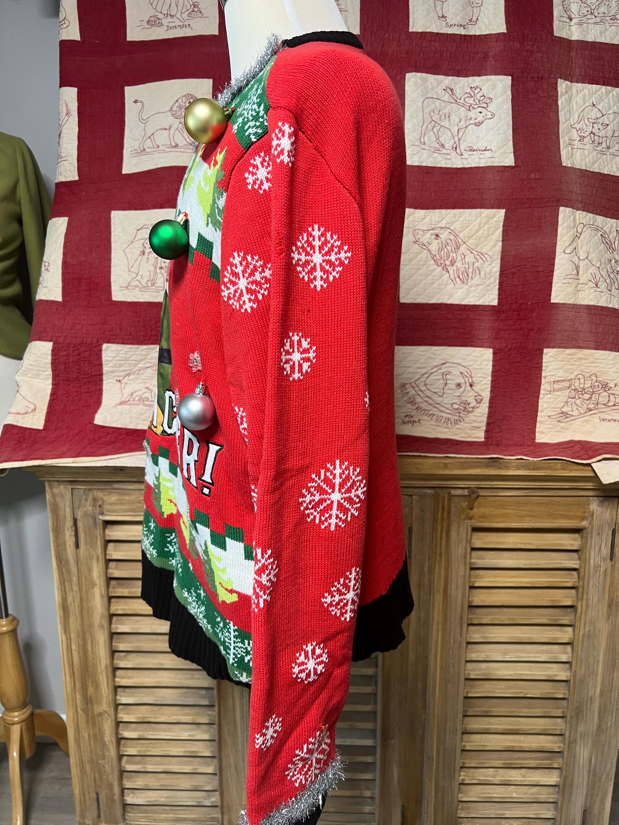 il_2000xN.6846213610_72o7.jpg Pre-owned - Ugly Christmas Pullover Sweater- Elf lights up and talks - Size X Large