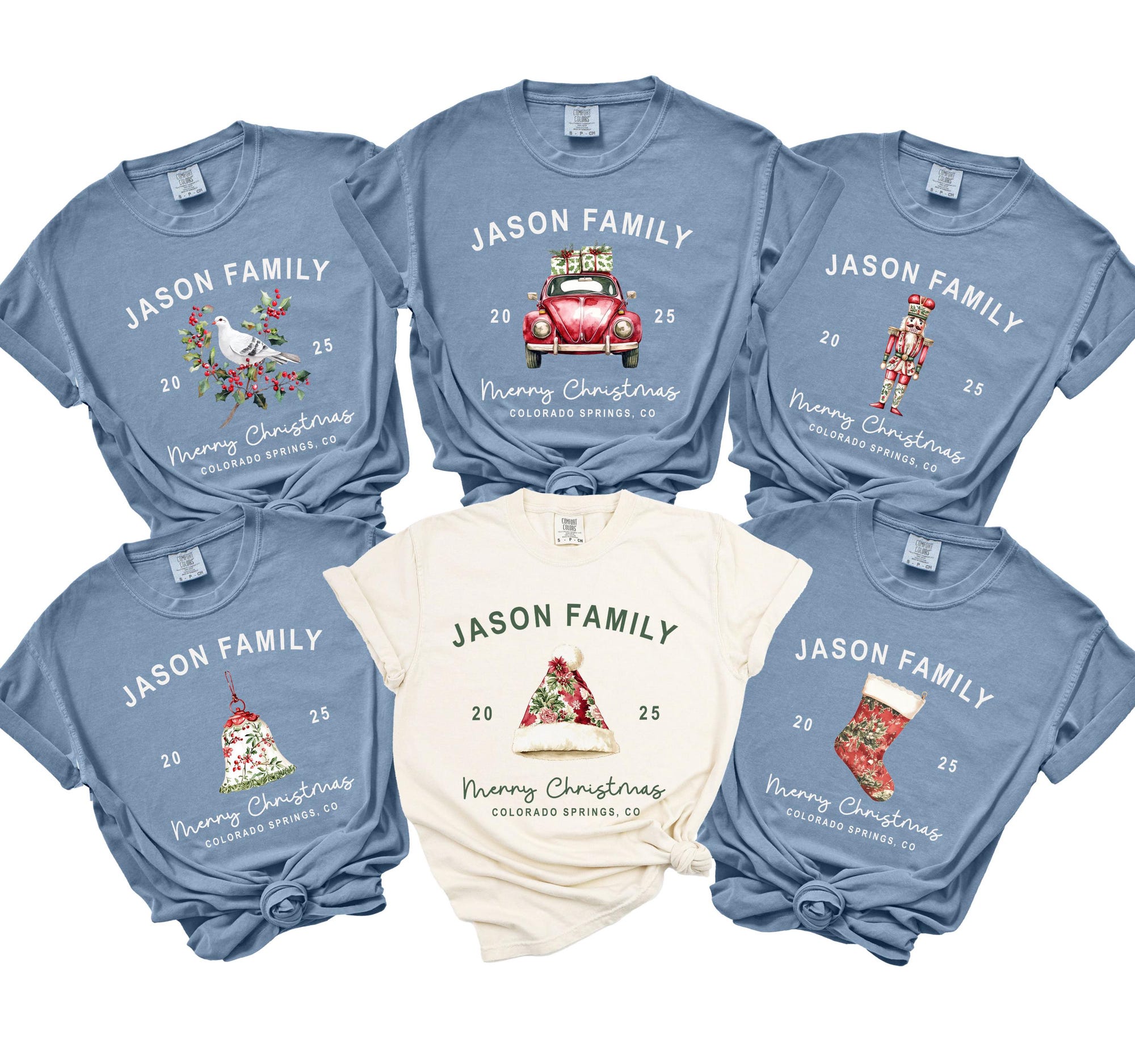 il_2000xN.6875282148_s51i.jpg Custom Family Christmas Shirts Comfort Colors®, Toile Christmas Tee, Matching Family Christmas Tees, Personalized Christmas Tee, Name Year