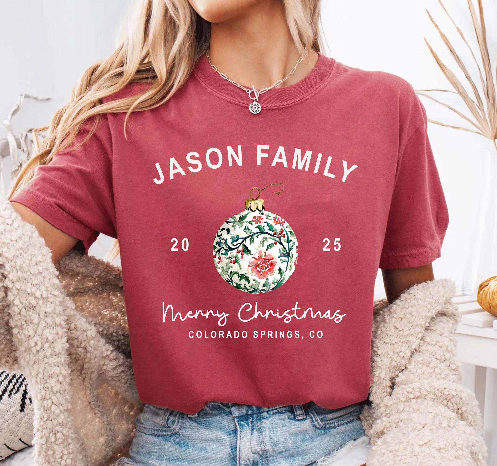 il_2000xN.6875344378_t38m.jpg Custom Family Christmas Shirts Comfort Colors®, Toile Christmas Tee, Matching Family Christmas Tees, Personalized Christmas Tee, Name Year