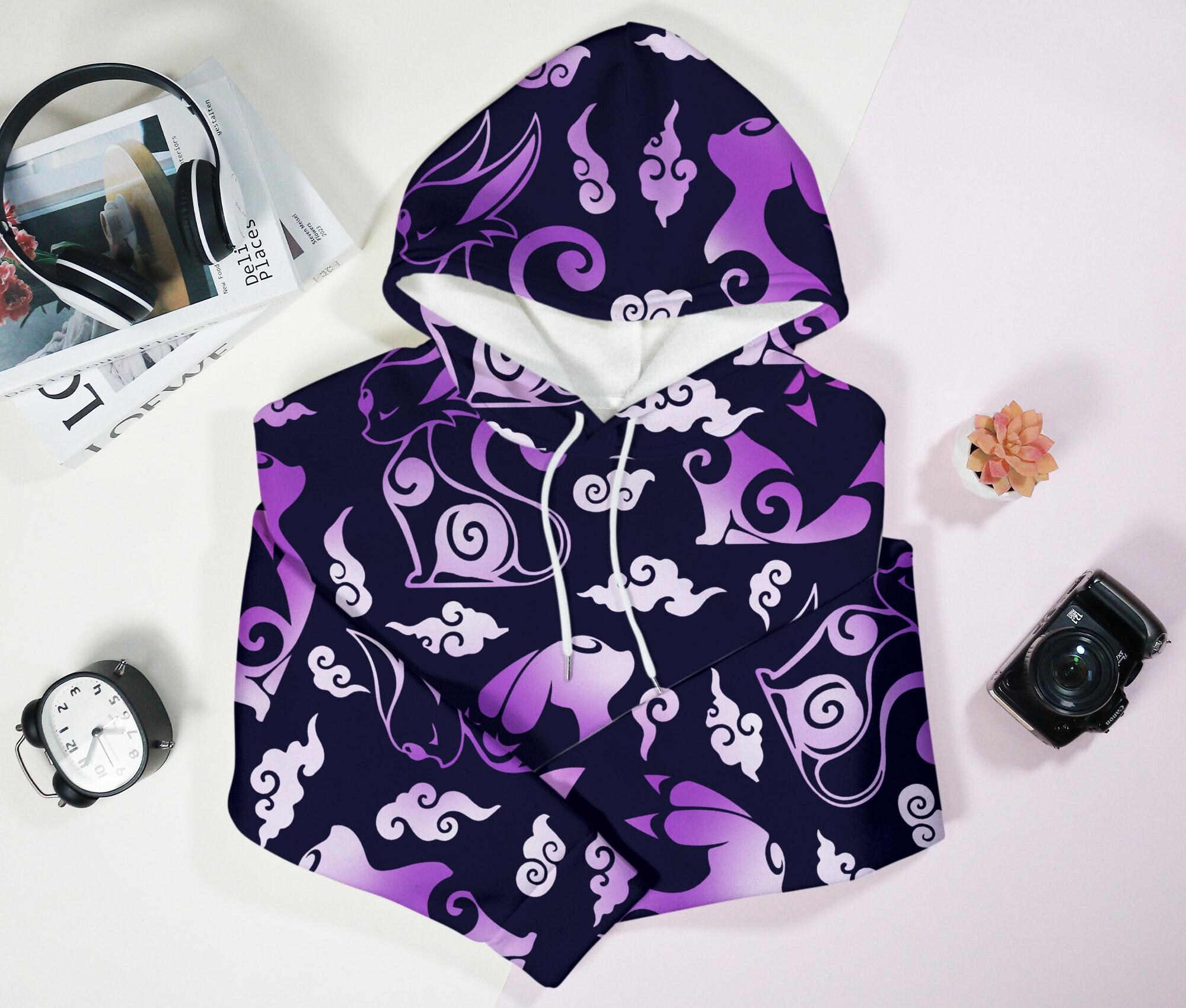 Espeon Hoodie Shirt, Trendy Unisex Hoodie, Kawaii Purple Graphic Hoodie, Cute Sweatshirt Christmas Gift