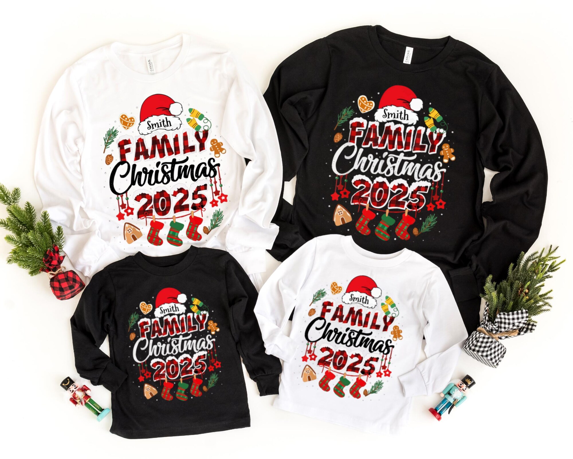 Custom Family Christmas 2025 Long Sleeve Shirts: Matching Holiday Outfits
