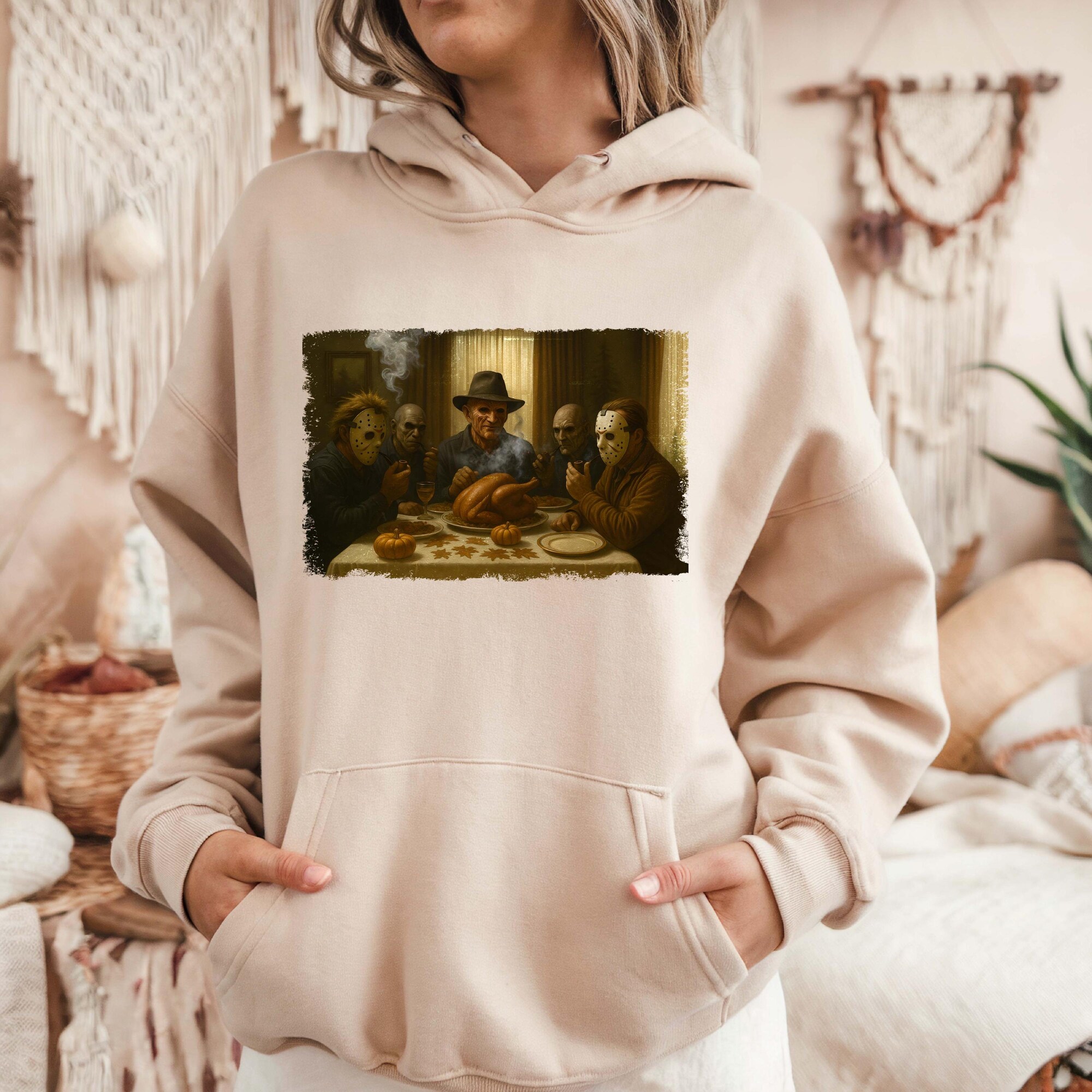 il_2000xN.6967514544_k4c2.jpg Murders Dinner Table Crewneck, Killers Thanksgiving Dinner Sweatshirt, Horror Movie Characters Halloween Hoodie, Horror Fall Pullover