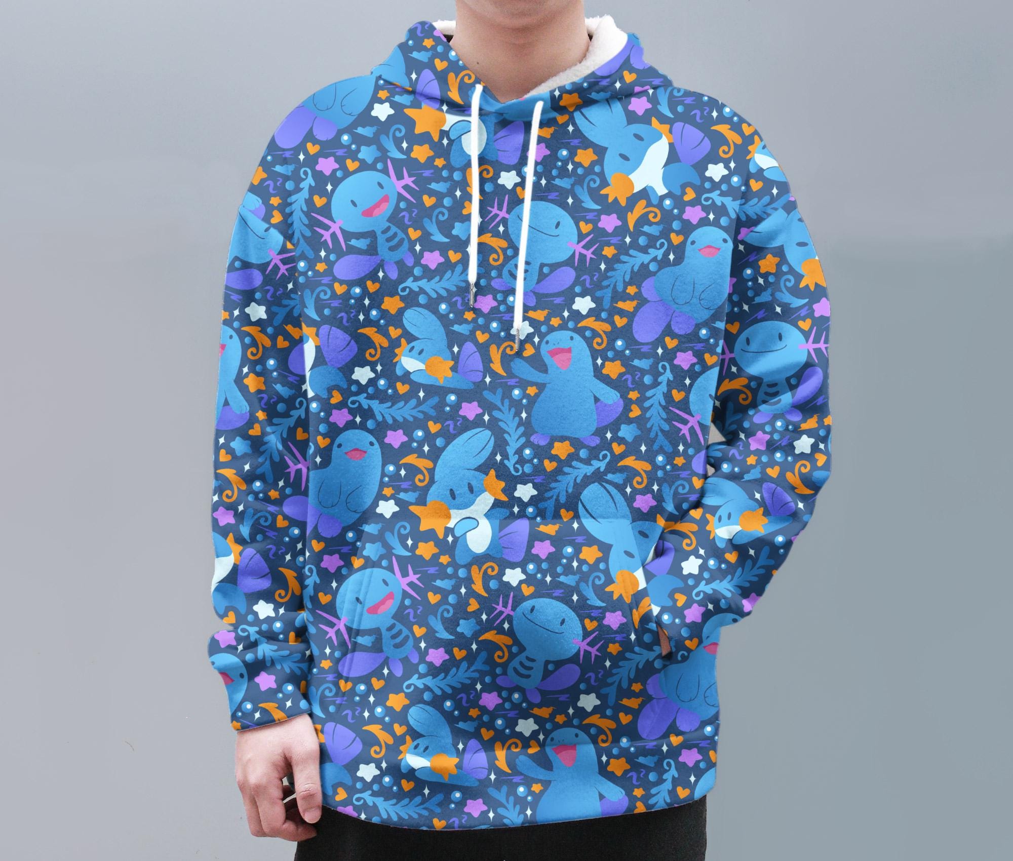 il_2000xN.6988591764_kkd6-1.jpg Wooper Quagsire Hoodie, Cute Blue Axolotl Hoodie, Floral Kawaii Unisex Hoodie, Cozy Sweatshirt, Wooper Shirt Gifts