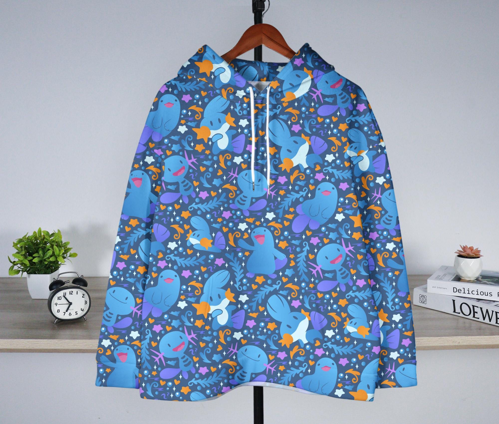 il_2000xN.6988591784_mgva.jpg Wooper Quagsire Hoodie, Cute Blue Axolotl Hoodie, Floral Kawaii Unisex Hoodie, Cozy Sweatshirt, Wooper Shirt Gifts