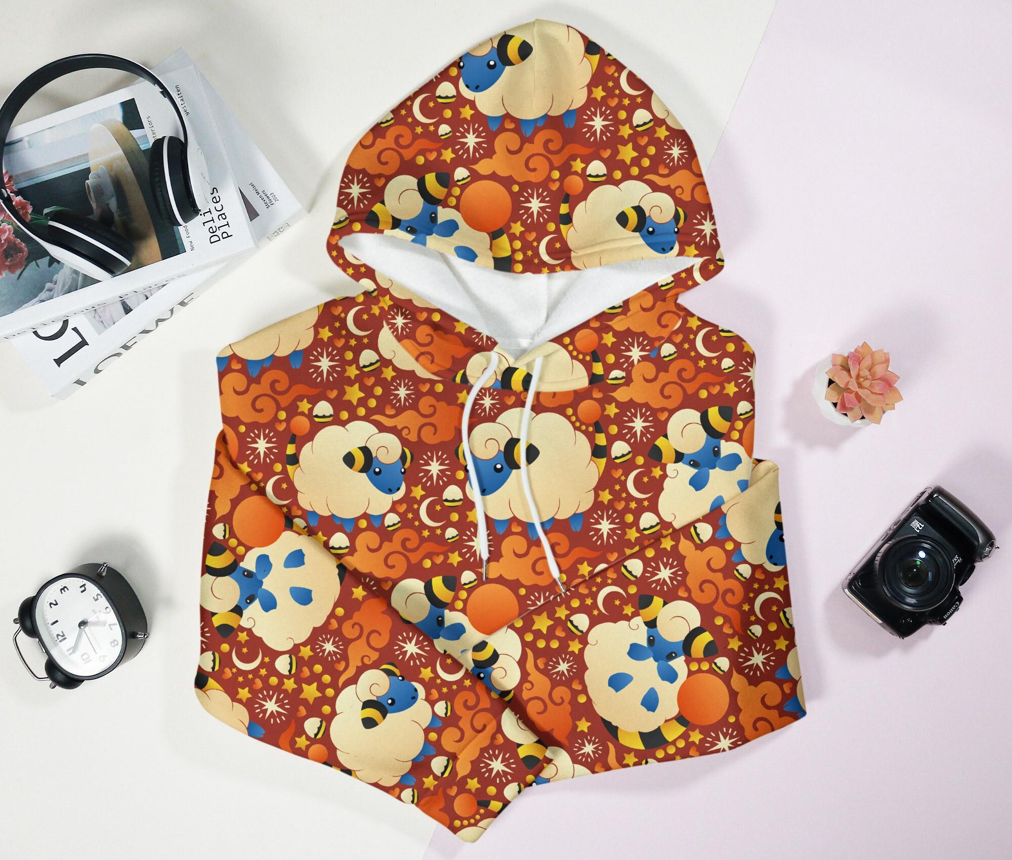 Mareep Hoodie, Cute Sheep Hoodie, Cozy Fleece Hoodie for Her Him, Kawaii Unisex Sweatshirt, Mareep Shirt Gift