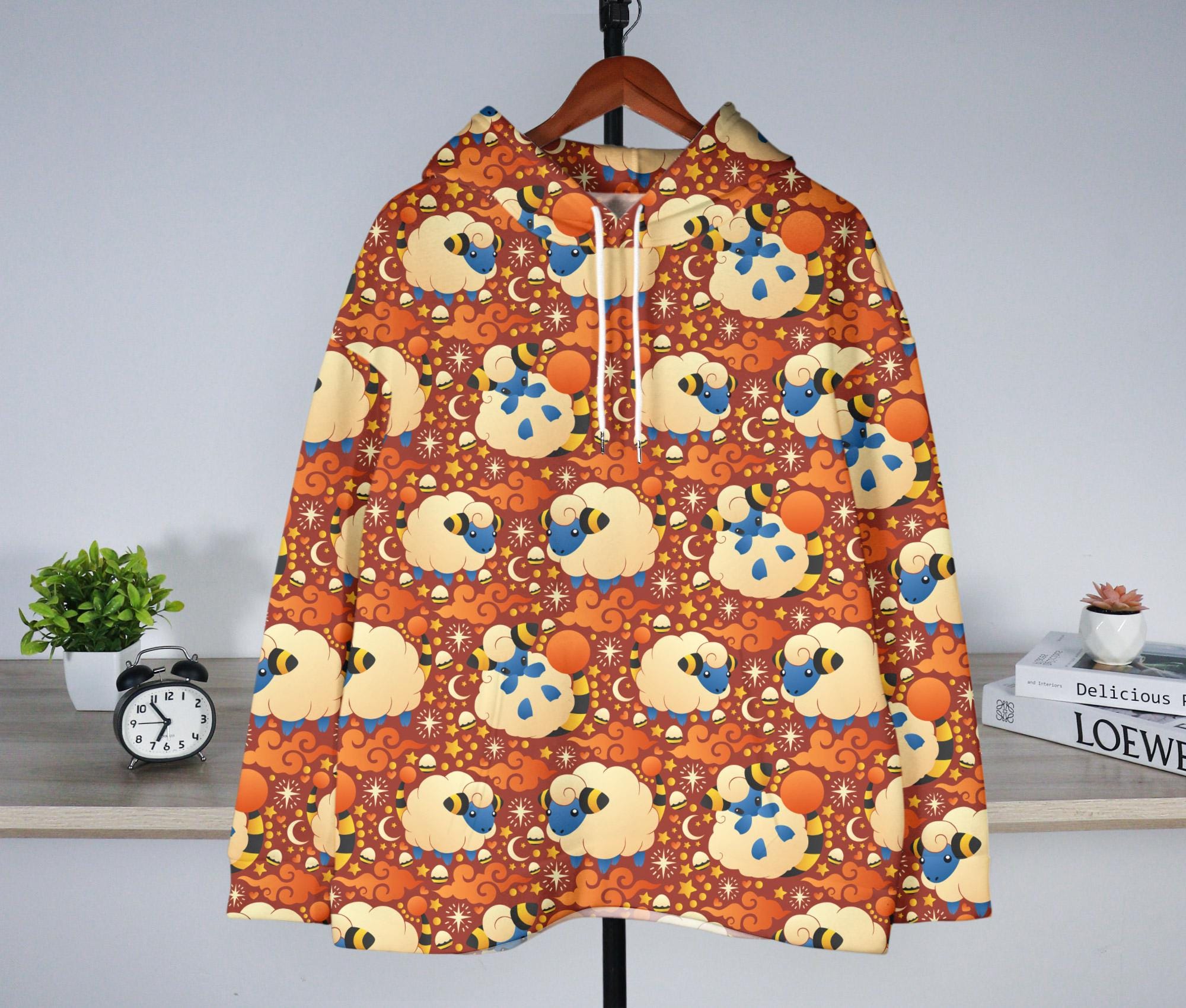 il_2000xN.6991436960_1g7d-3.jpg Mareep Hoodie, Cute Sheep Hoodie, Cozy Fleece Hoodie for Her Him, Kawaii Unisex Sweatshirt, Mareep Shirt Gift