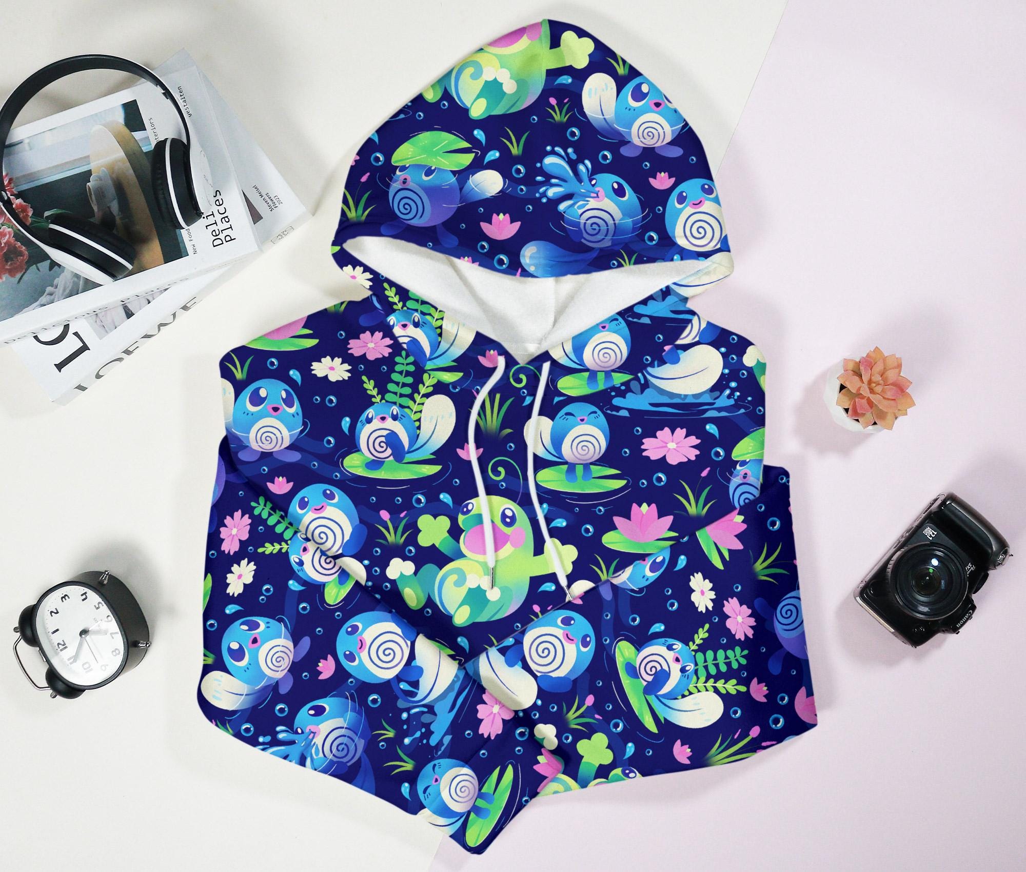 Poliwag Hoodie Shirt Politoed Unisex Hoodie Graphic Hooded Pullover Sweatshirt with Pocket Vintage Hoodie Long Sleeve Poliwag Shirt Gifts