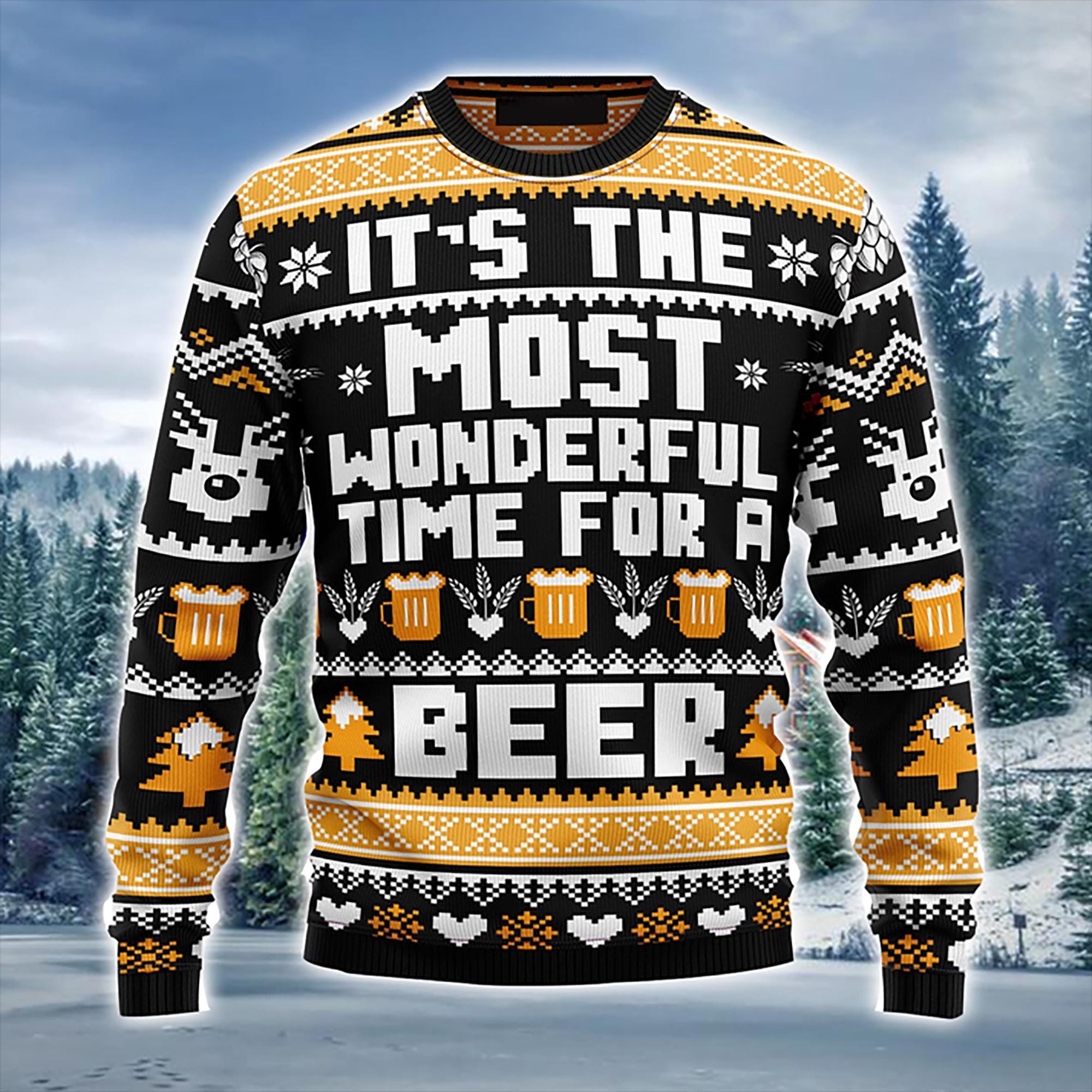 il_2000xN.7002416770_kpbh.jpg Beer Merry Christmas Ugly Christmas Sweater, Wonderful Time For A Beer Ugly Sweater, Perfect Gift For Beer Lovers